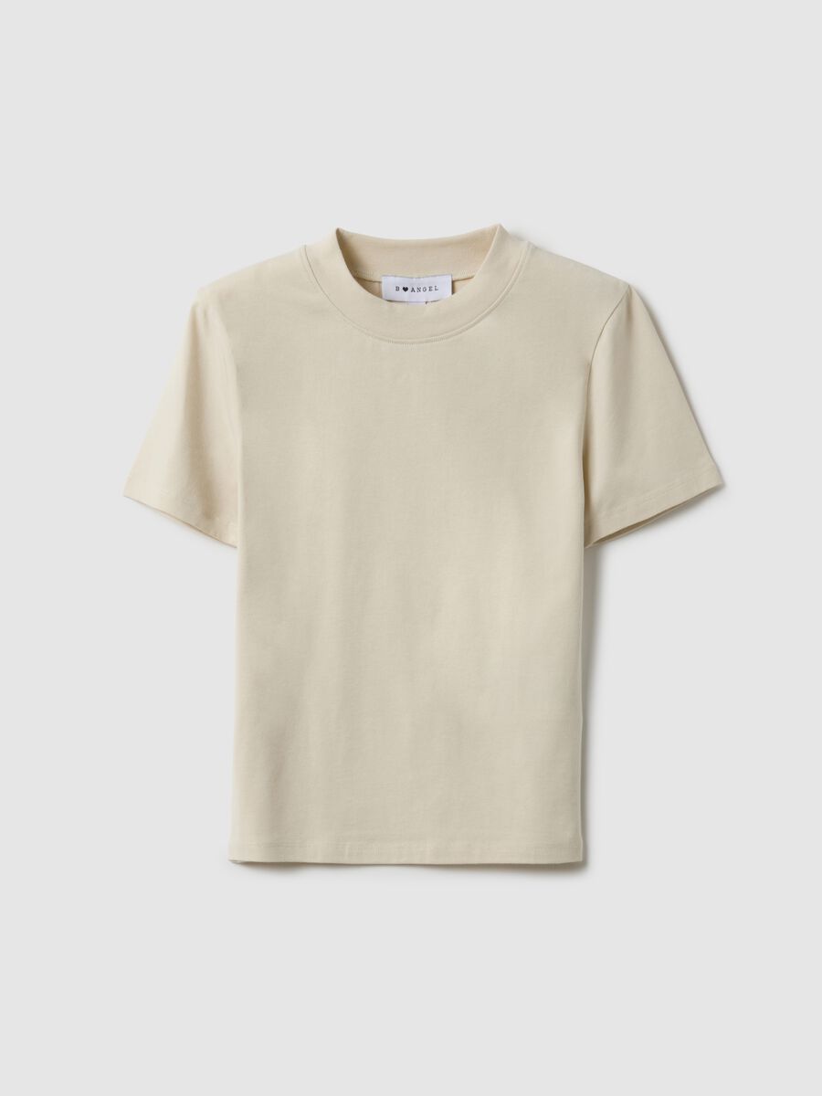 Beige slim fit stretch cotton t-shirt_4