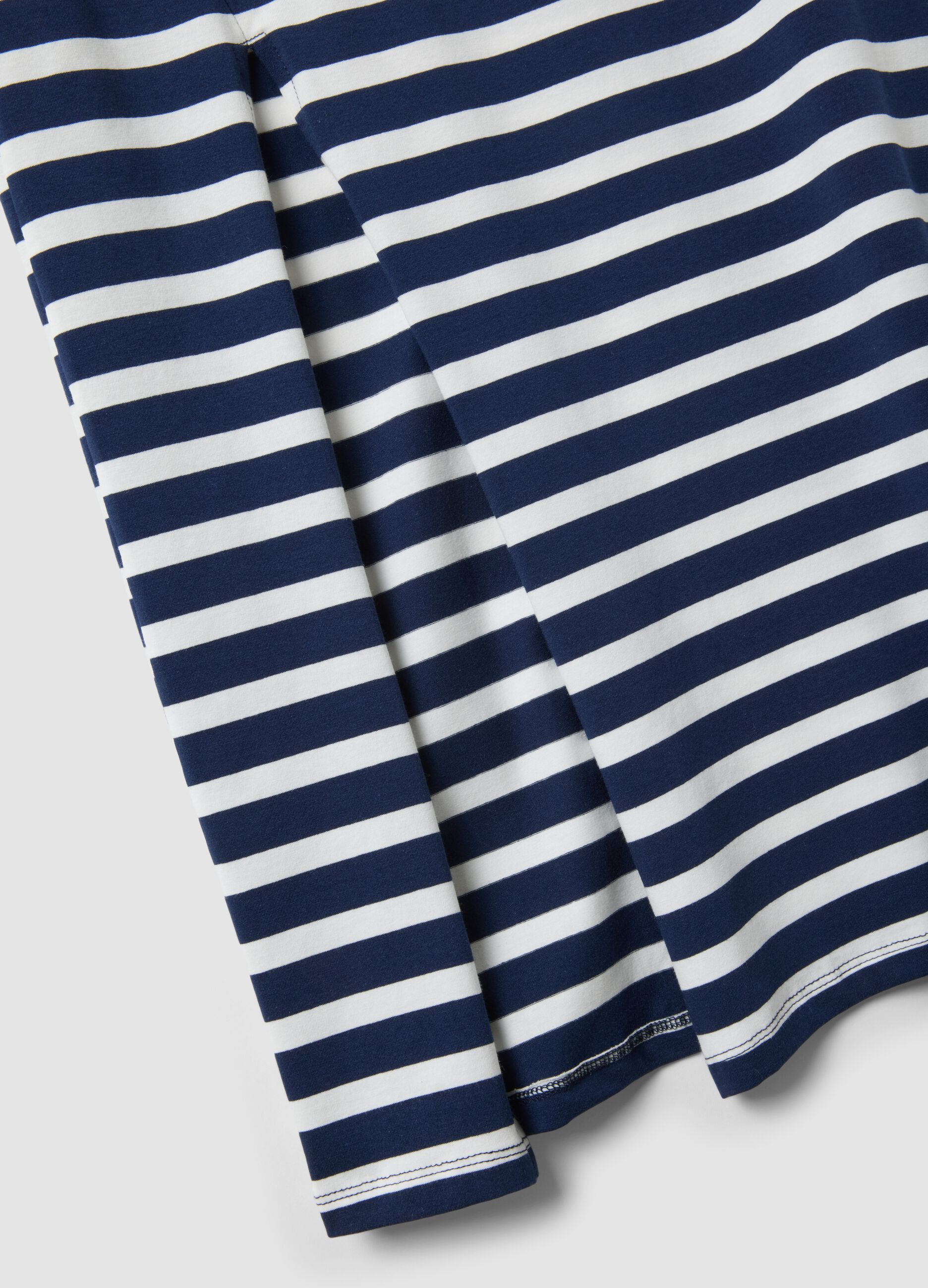 Abito maxi blu in cotone elasticizzato a righe
