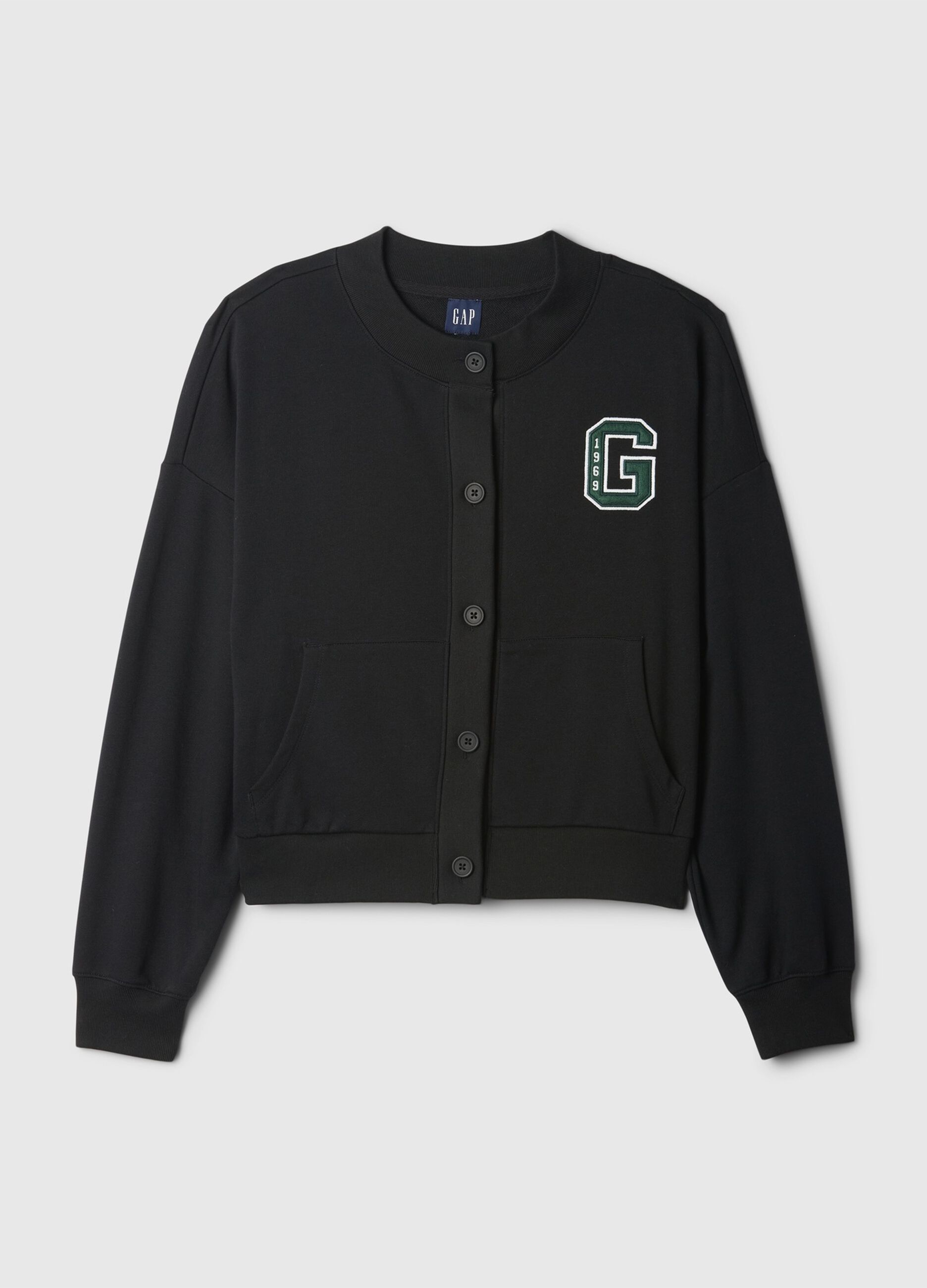 Oversized sweatshirt with buttons and logo embroidery