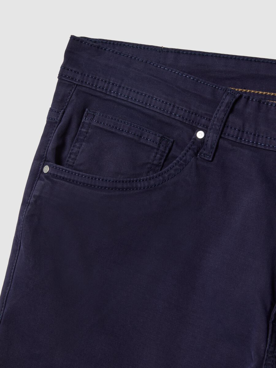 Slim Fit Elasticated Cotton Blue Trousers_5