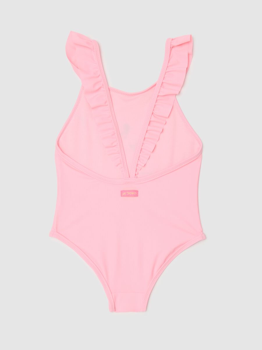Girls' pink stretch fabric swimsuit_1