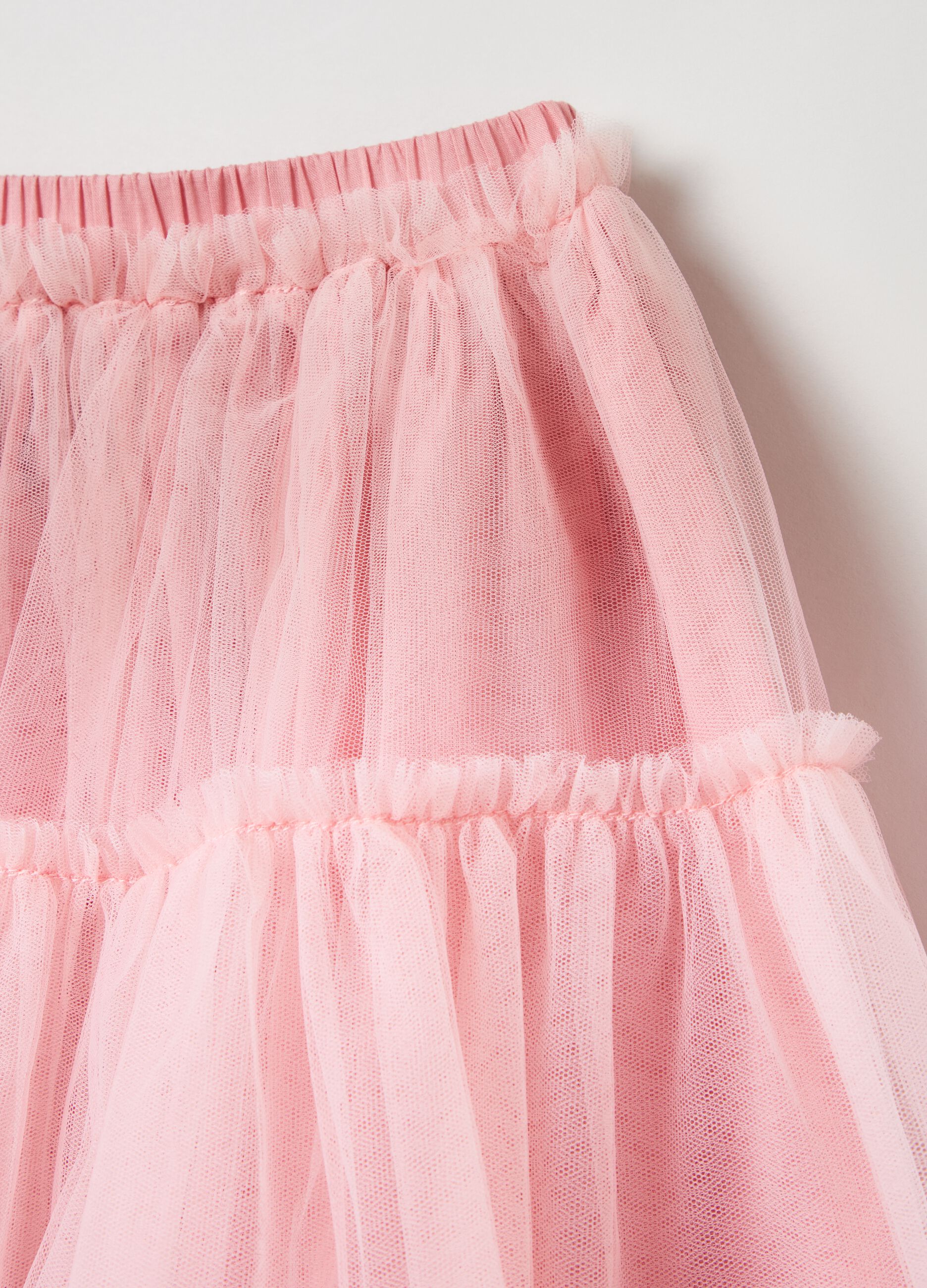 Miniskirt with tulle flounces