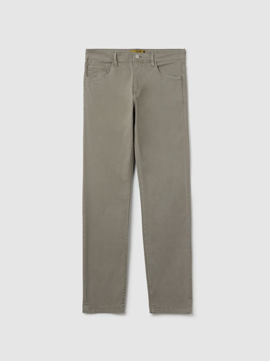Green slim-fit trousers in stretch cotton_4