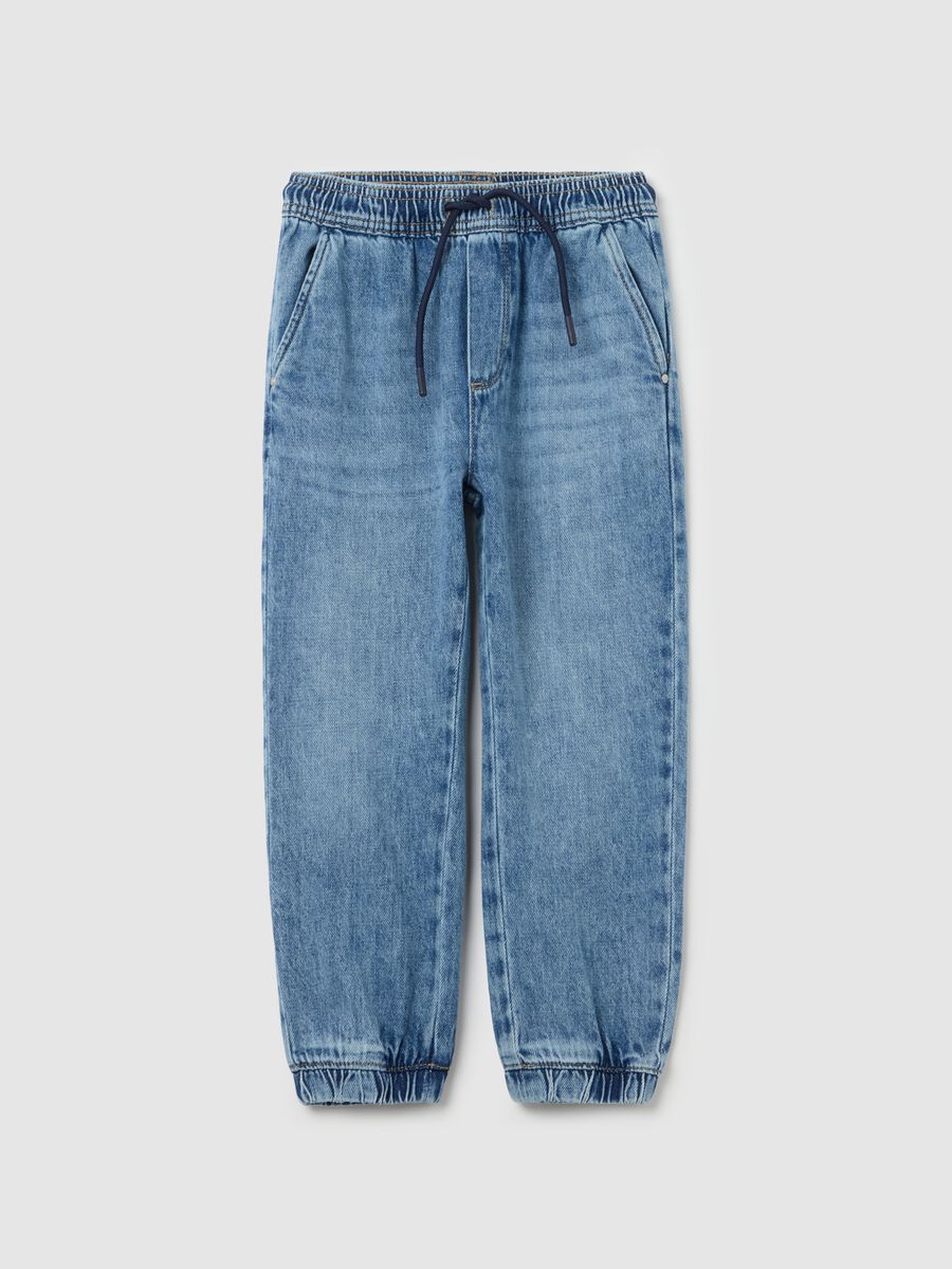 Denim joggers with drawstring_0