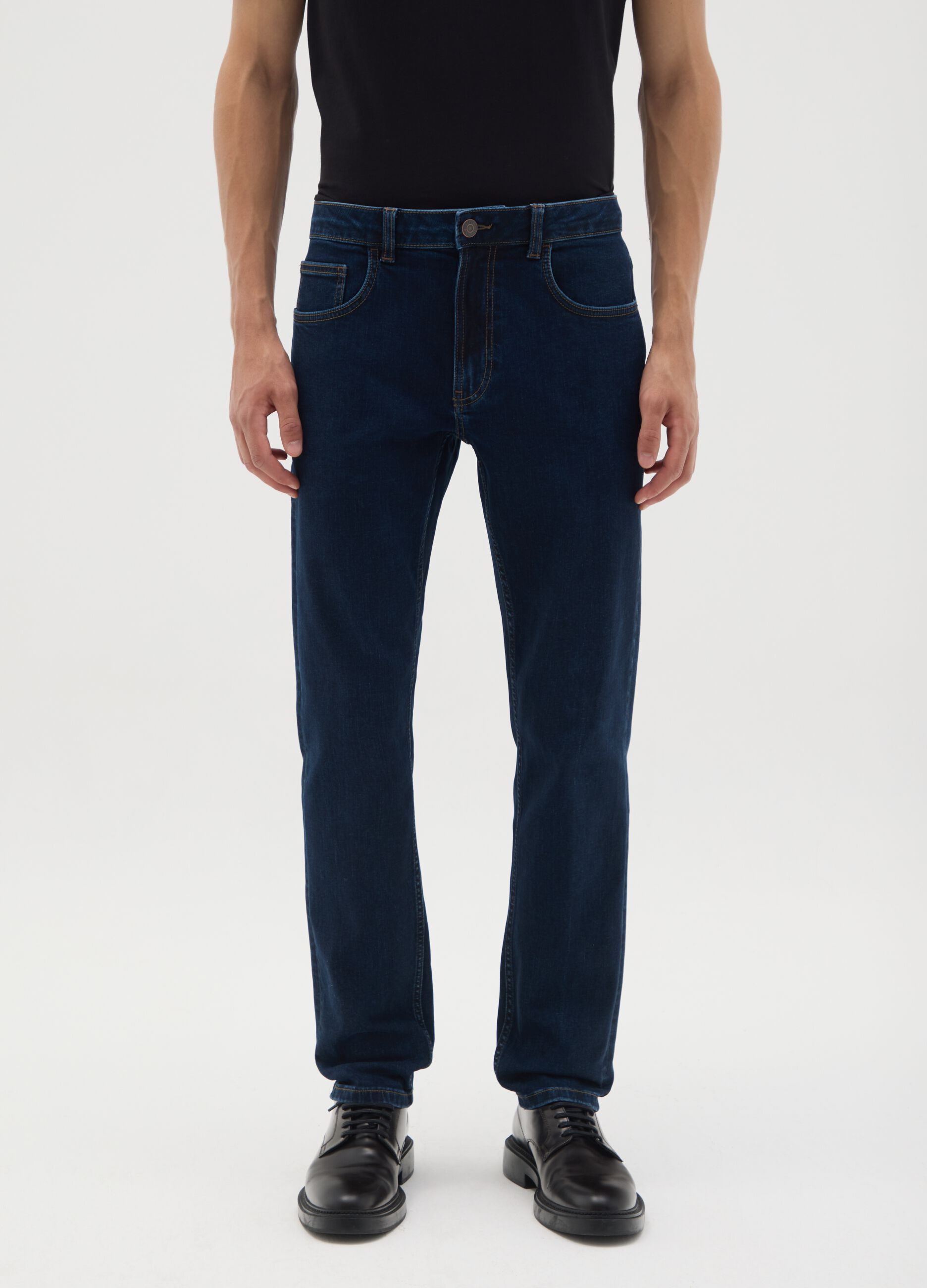 Jeans da uomo in denim blu scuro slim fit