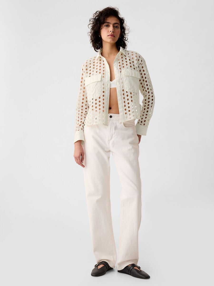 Cropped shirt with openwork details_1