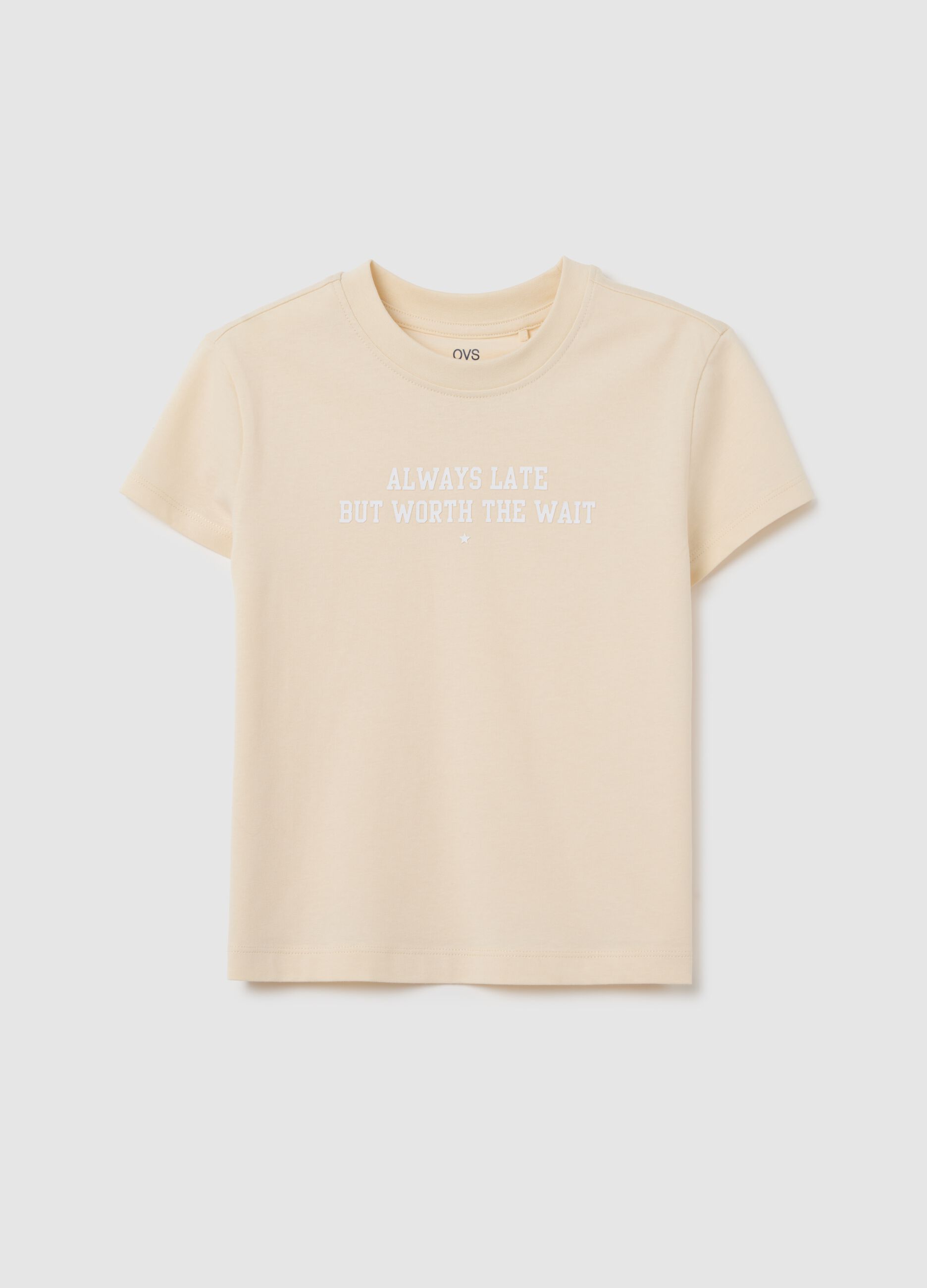 Girls' beige cotton T-shirt regular fit