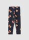 Leggings blu in cotone organico elasticizzato con stampa orsetti per bambina_0