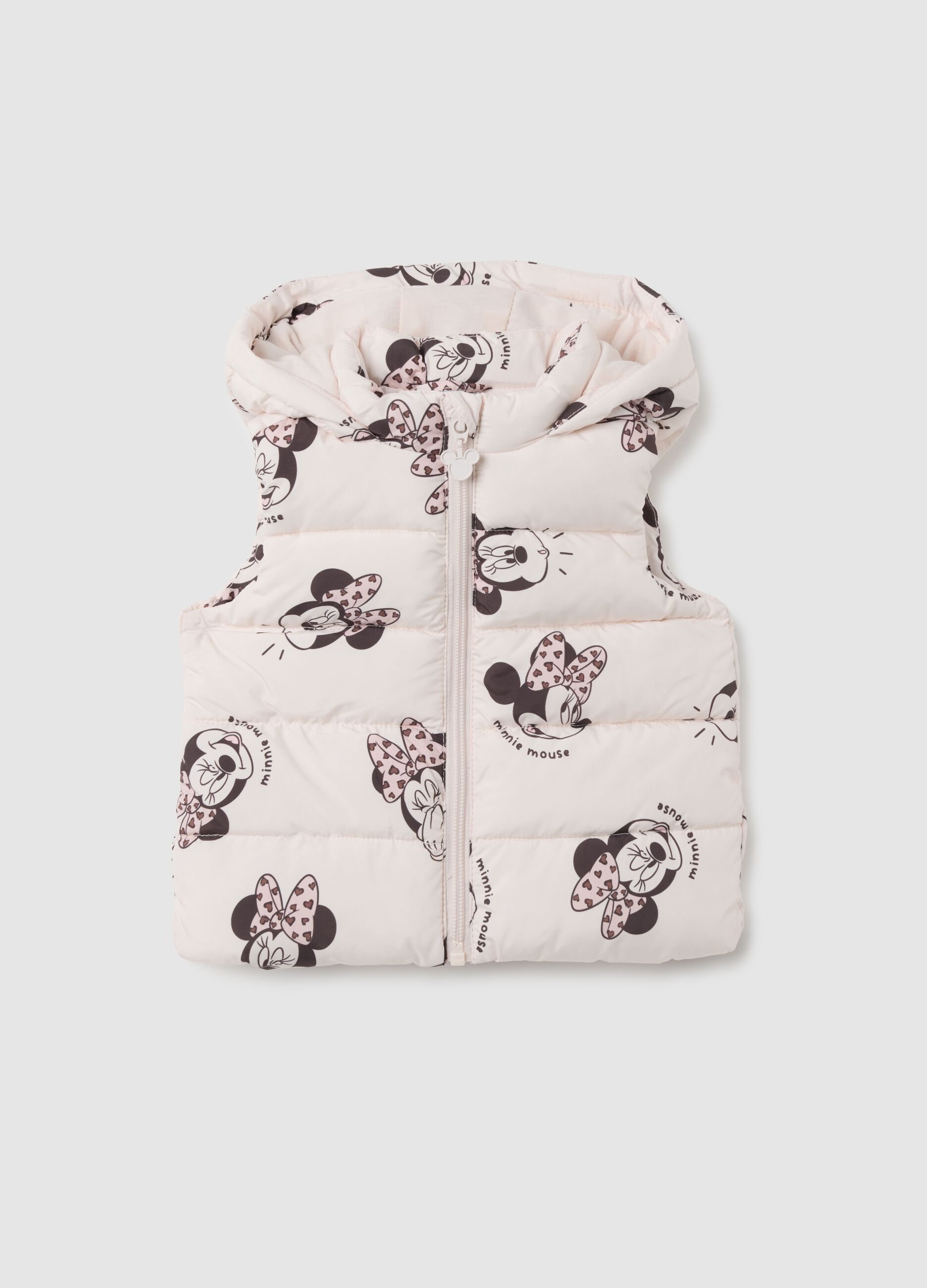 Gilet da bambina in tessuto rosa regular fit con stampa Minnie