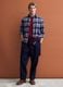Blue and green checked pure cotton flannel shirt, regular fit_1