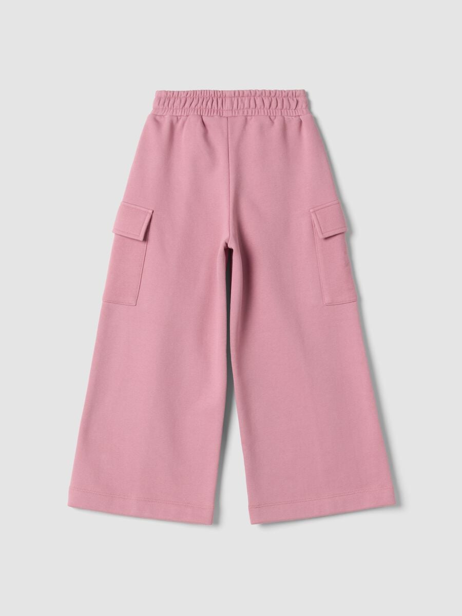 Pantaloni rosa in misto cotone con tasche cargo a tema Lilo & Stitch_1