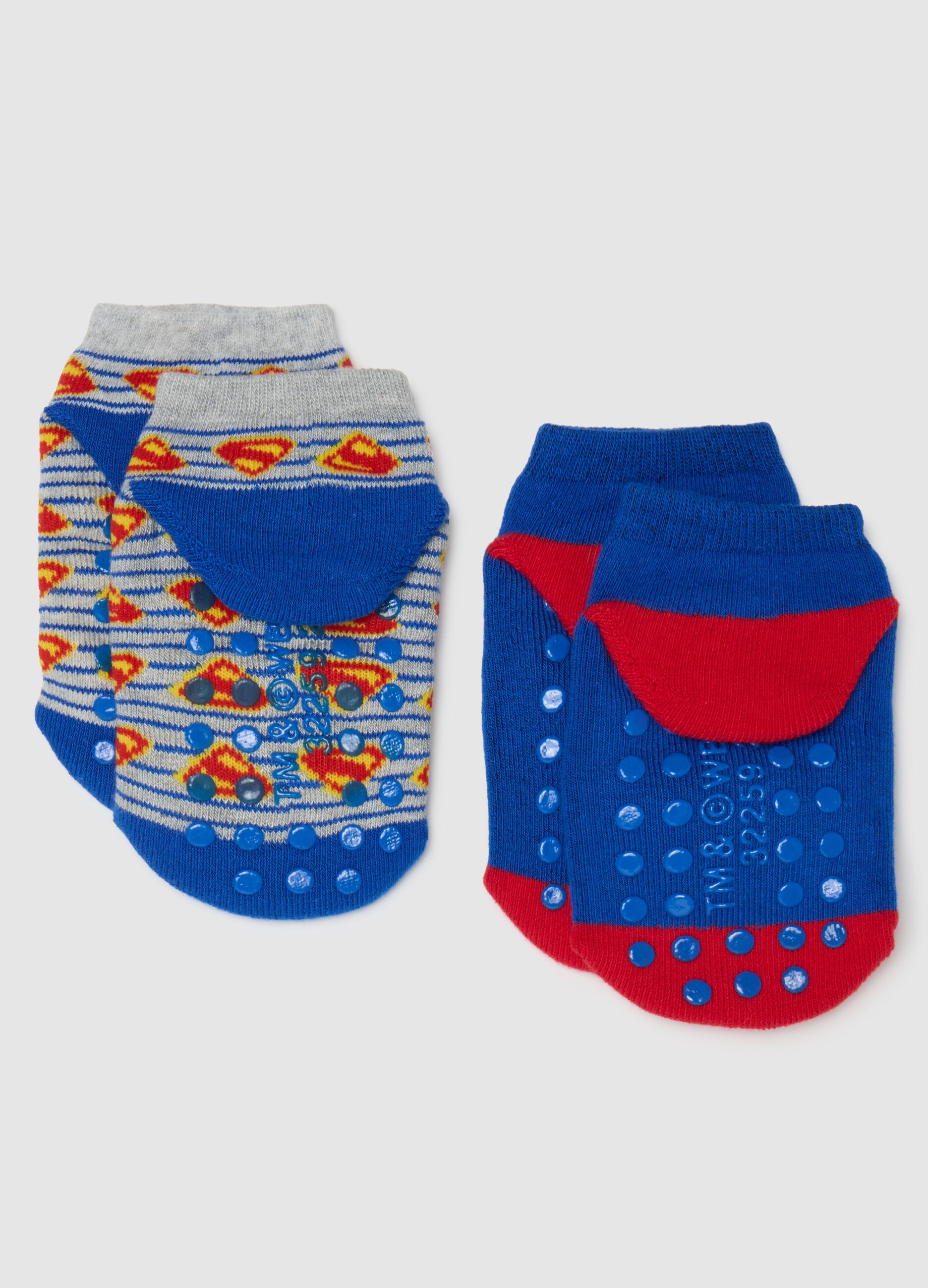 Children's multicolour cotton socks with elastic Superman design