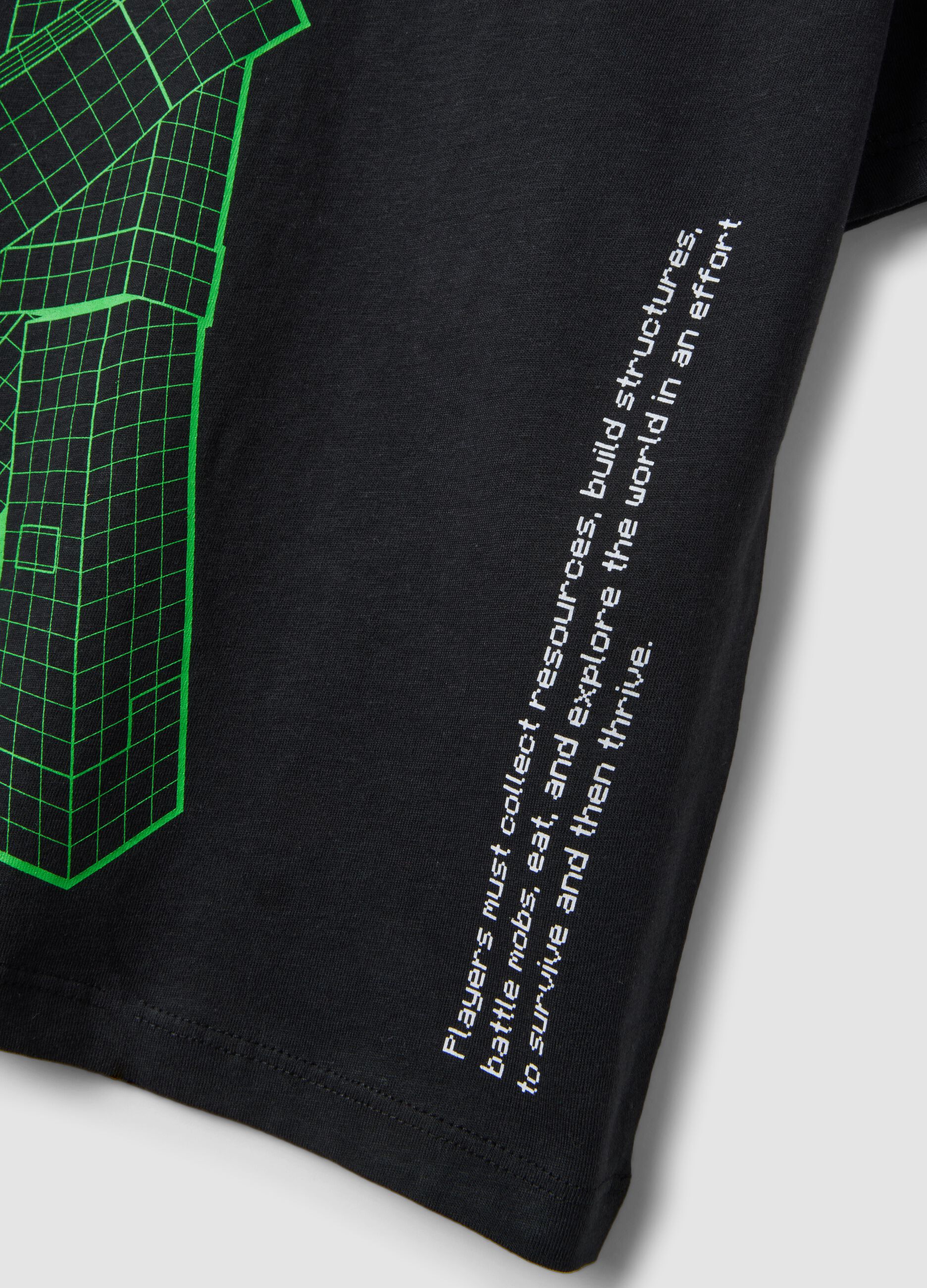 Kids&rsquo; black pure cotton Minecraft oversized-fit T-shirt