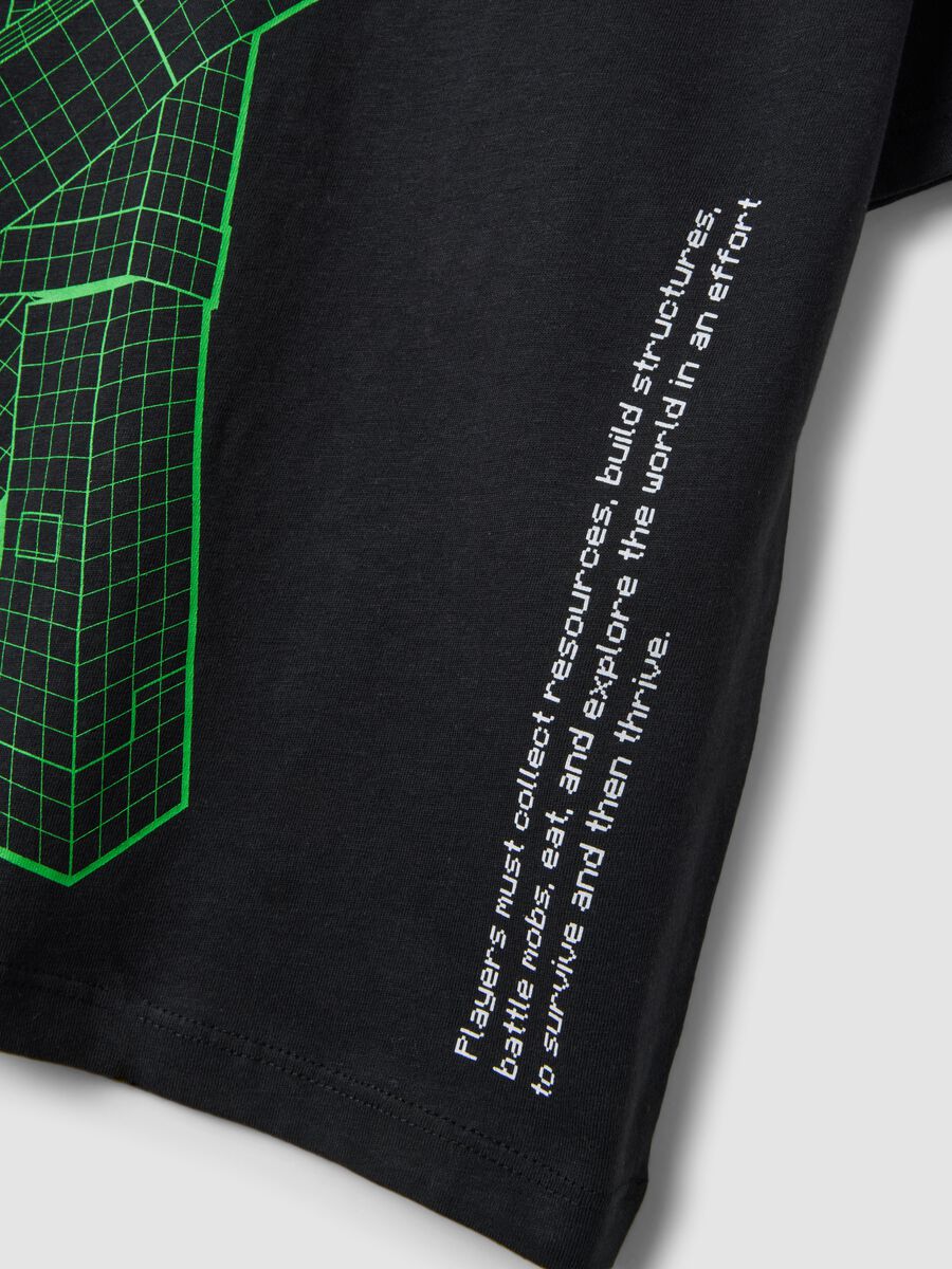 Kids&rsquo; black pure cotton Minecraft oversized-fit T-shirt_3