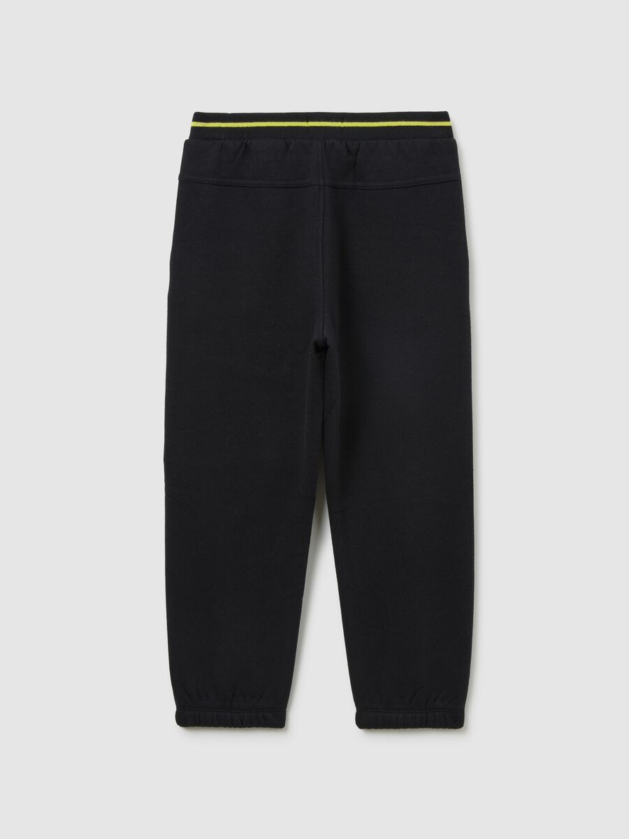 Children's black jogger trousers in regular-fit cotton blend_1
