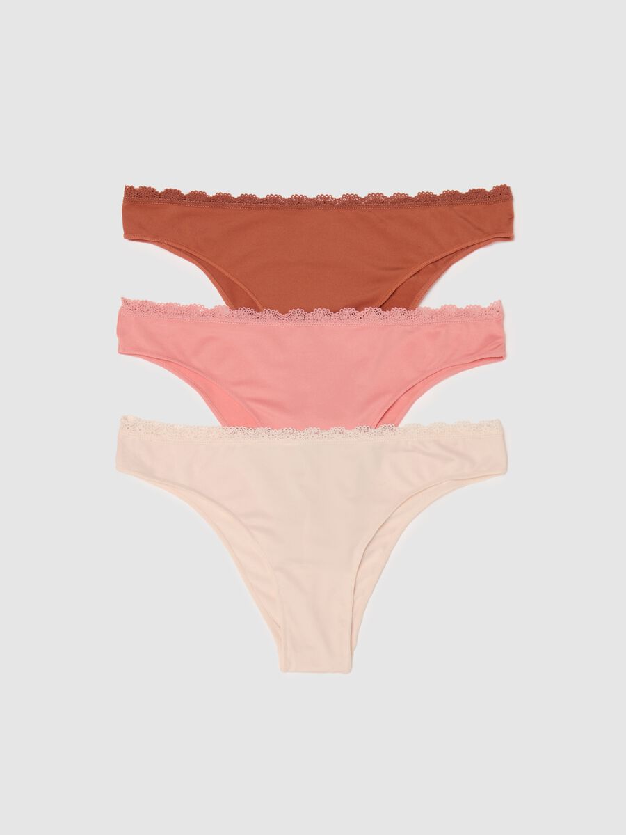Three-pack Brazilian-cut briefs with lace_0