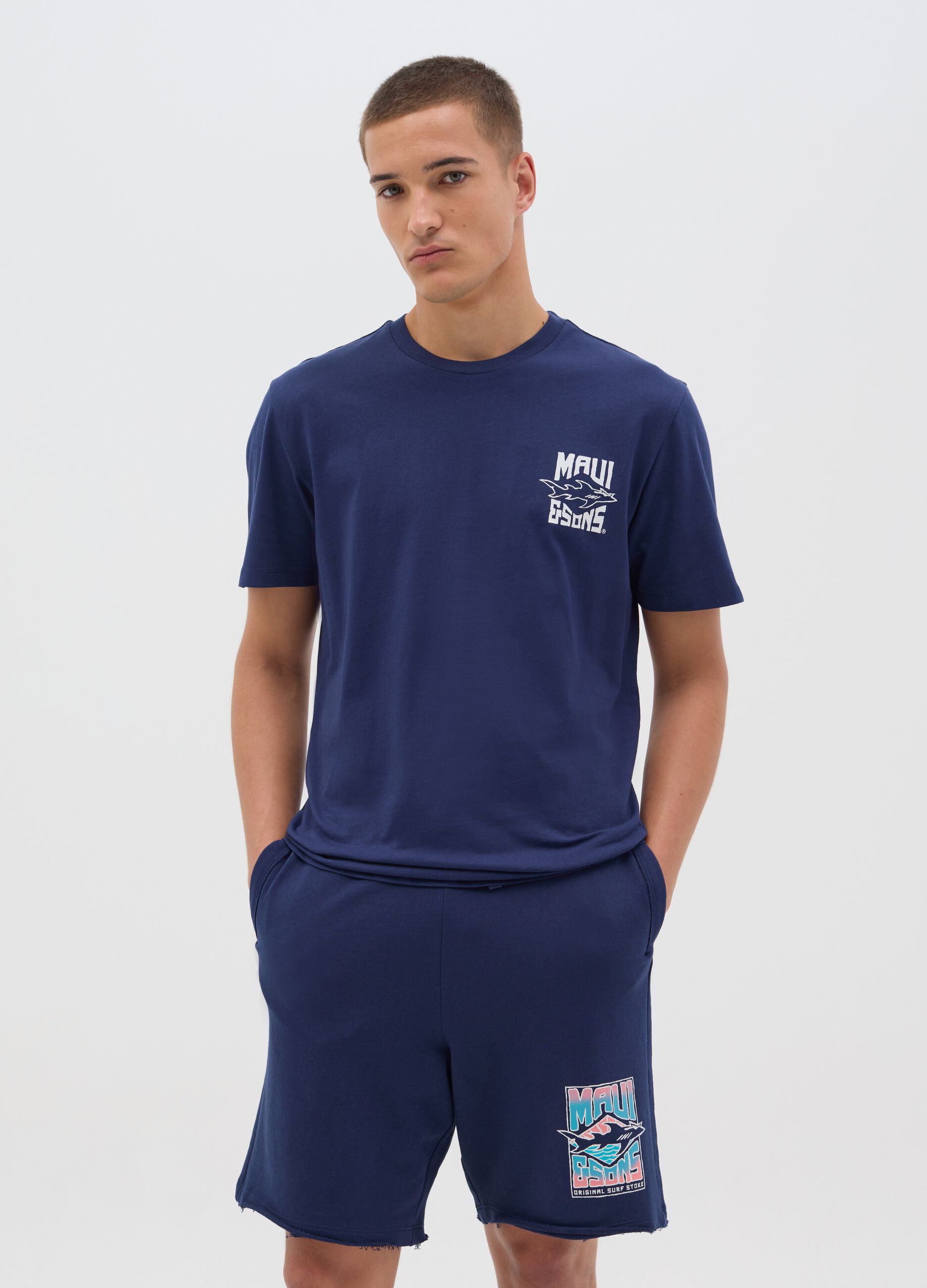 Men's Blue T-shirt with Maui & Sons Print
