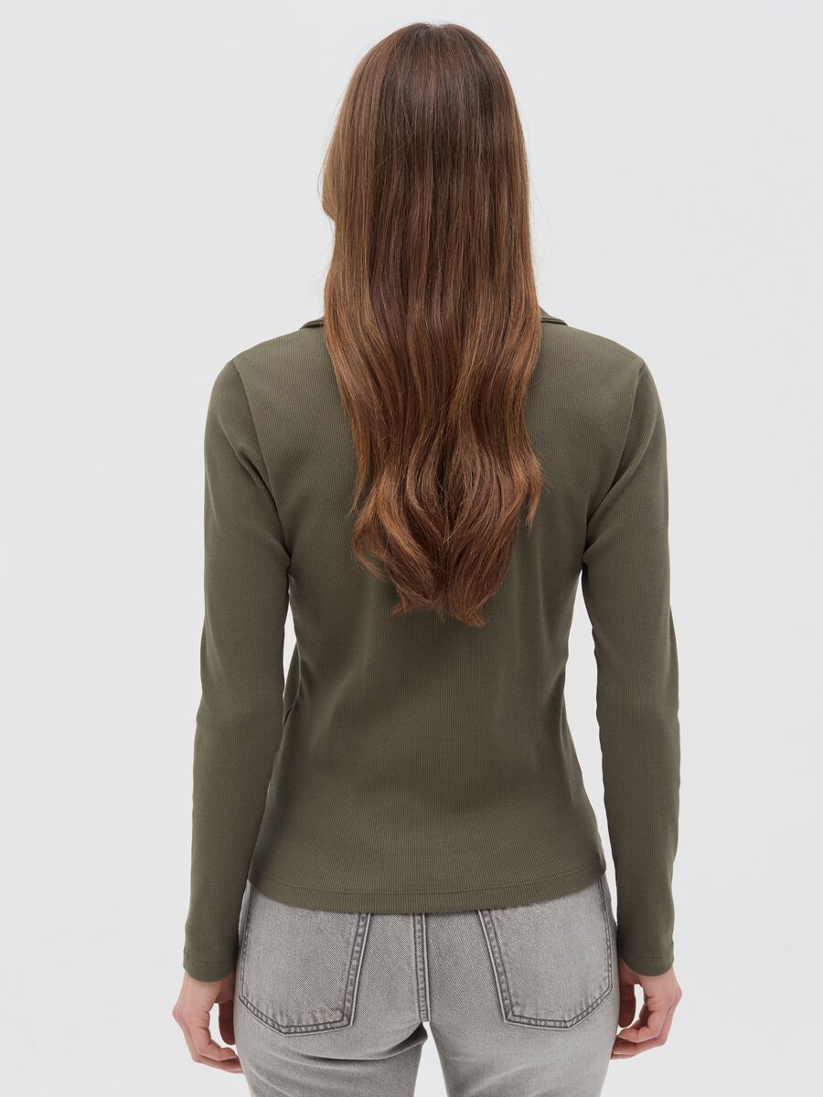 Ribbed T-shirt with polo shirt neck_3