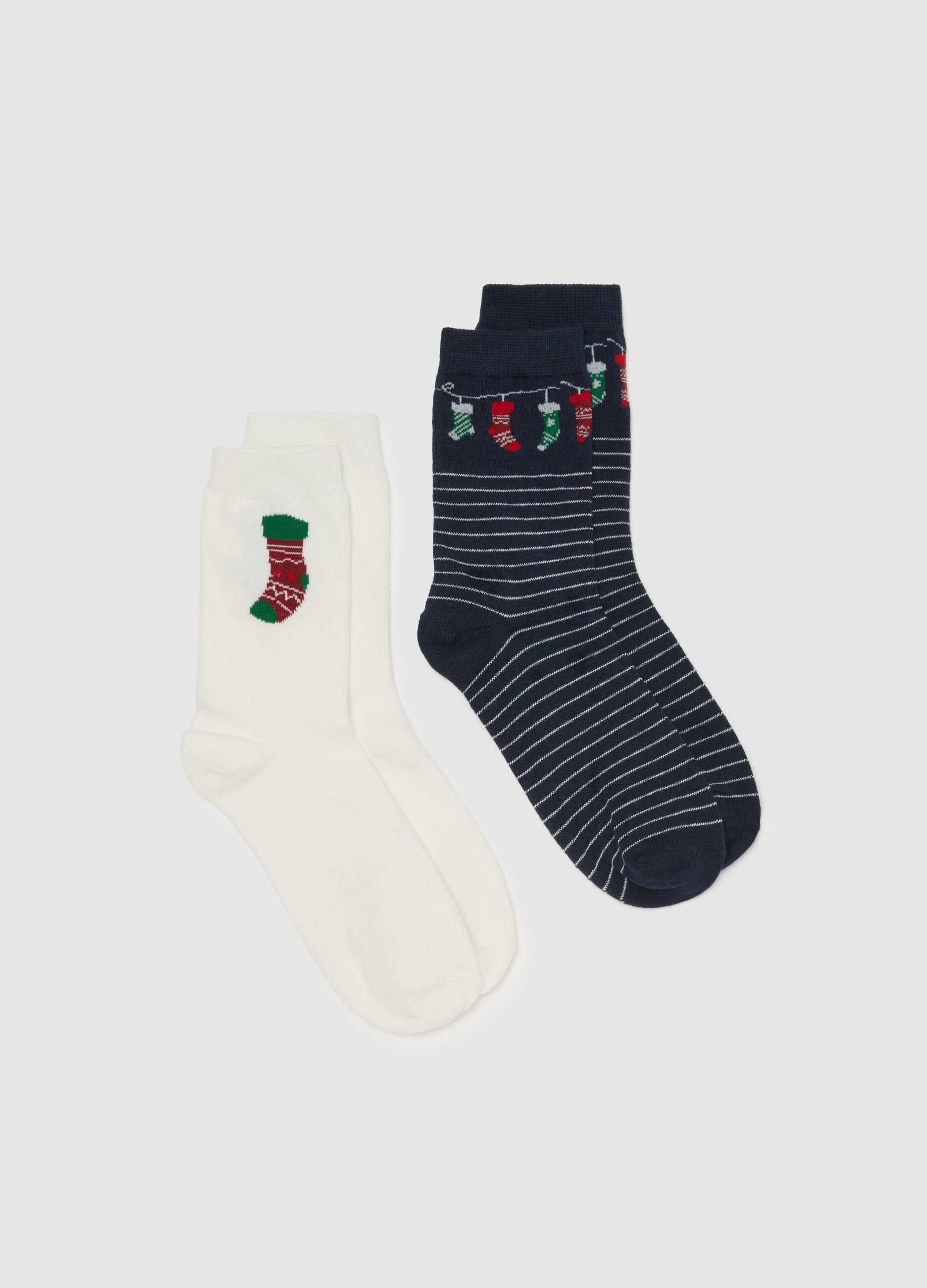 Two-pair pack short socks with Christmas design
