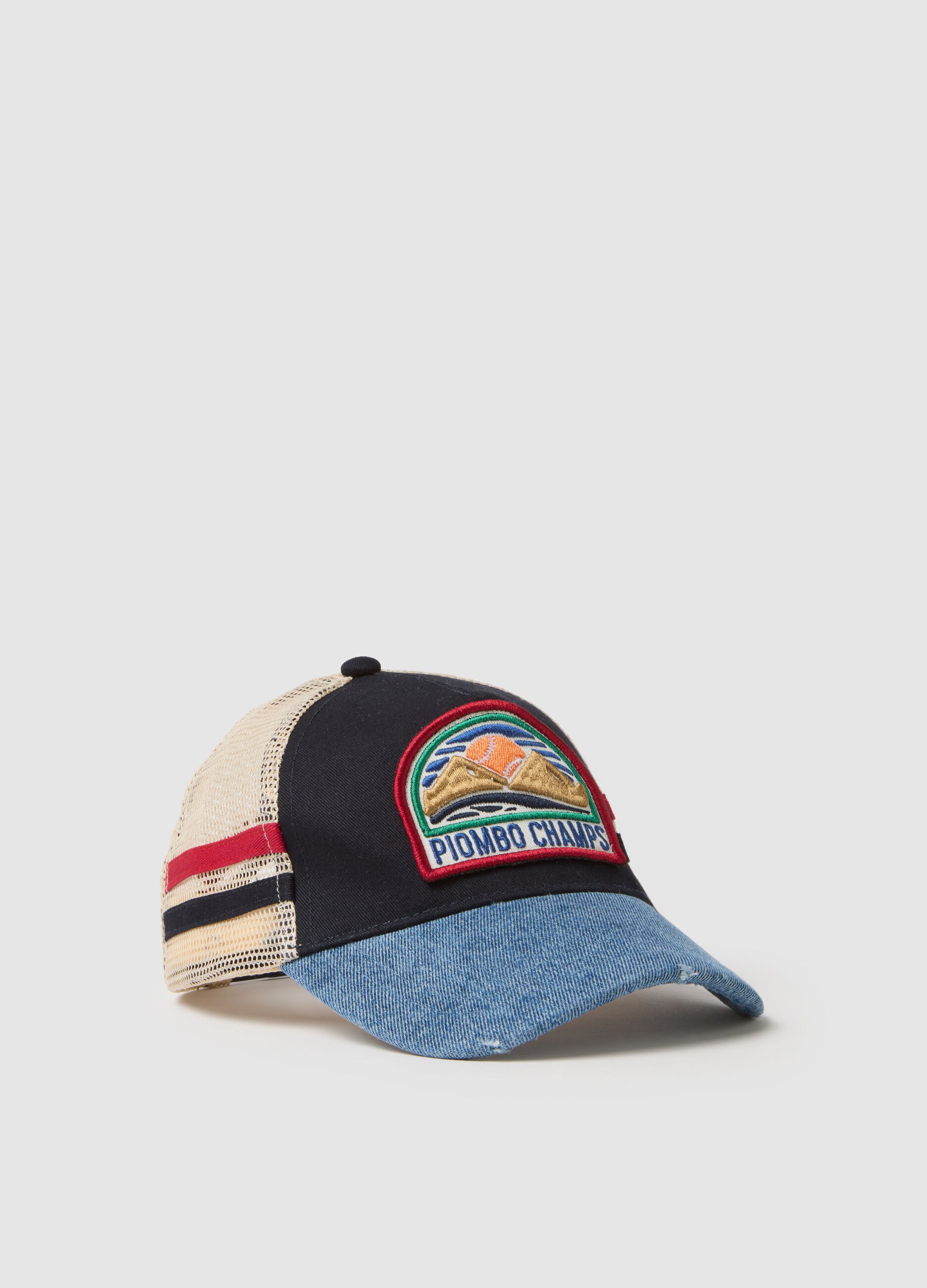 Multicolour pure cotton kids' baseball cap with mesh