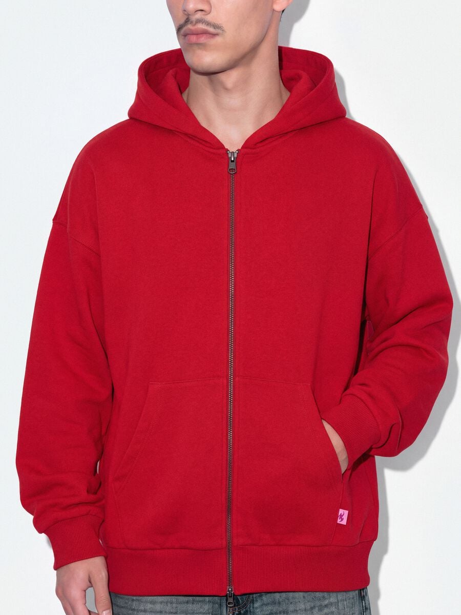 Felpa rossa in puro cotone con girocollo over fit_3