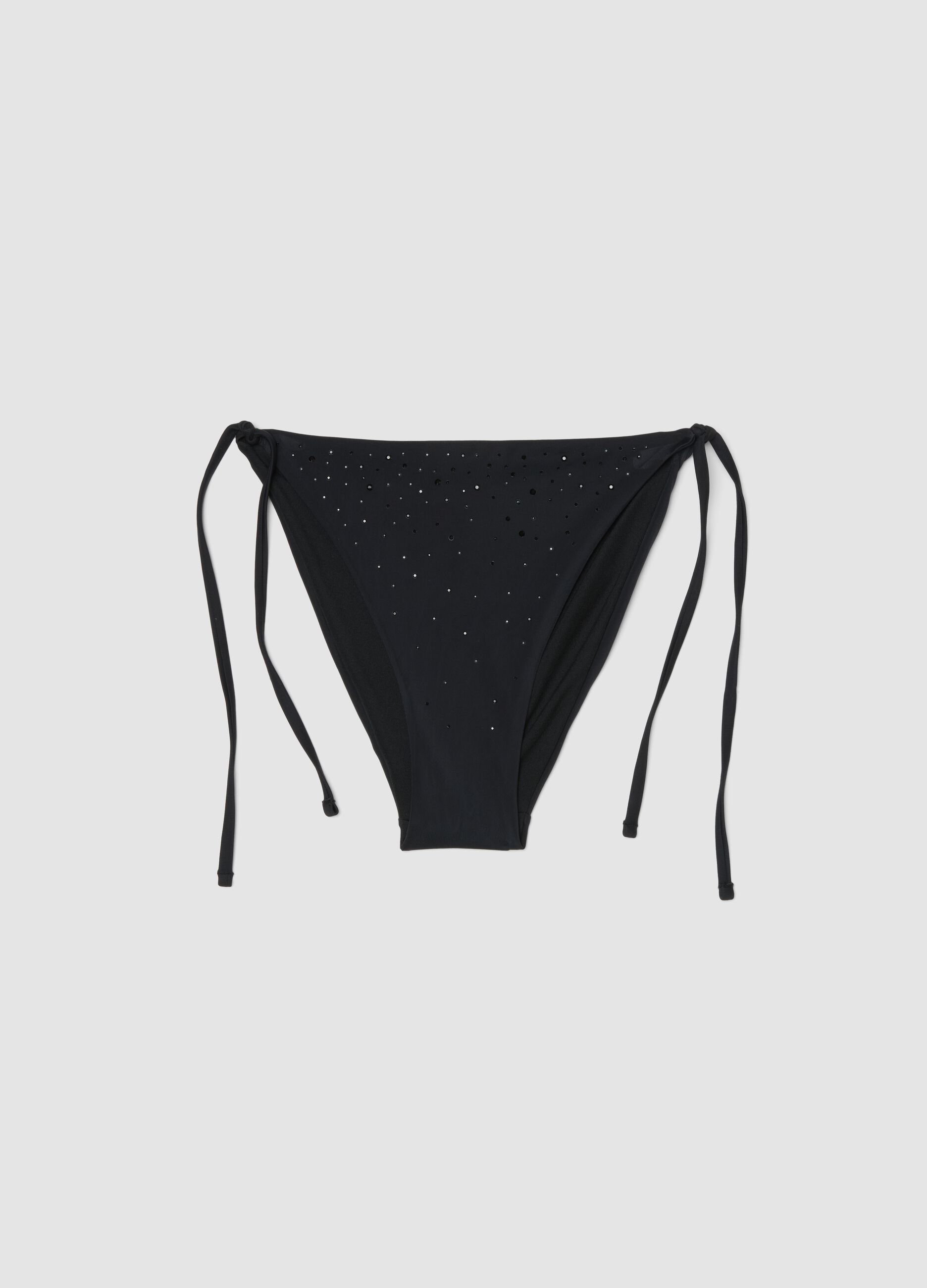 Black stretch bikini bottoms with sparkling details
