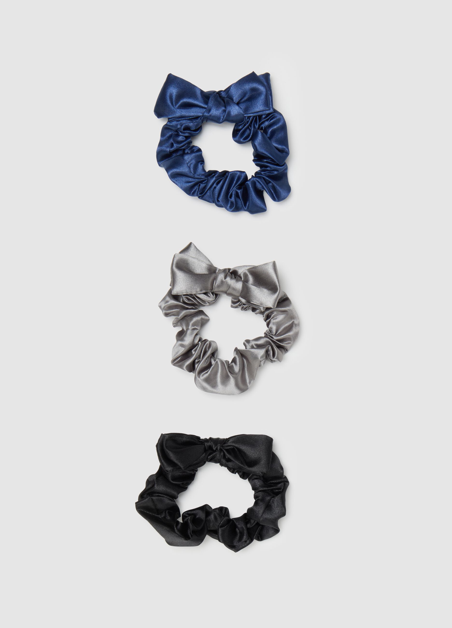 Women's Multicolour Satin Scrunchies with Bow