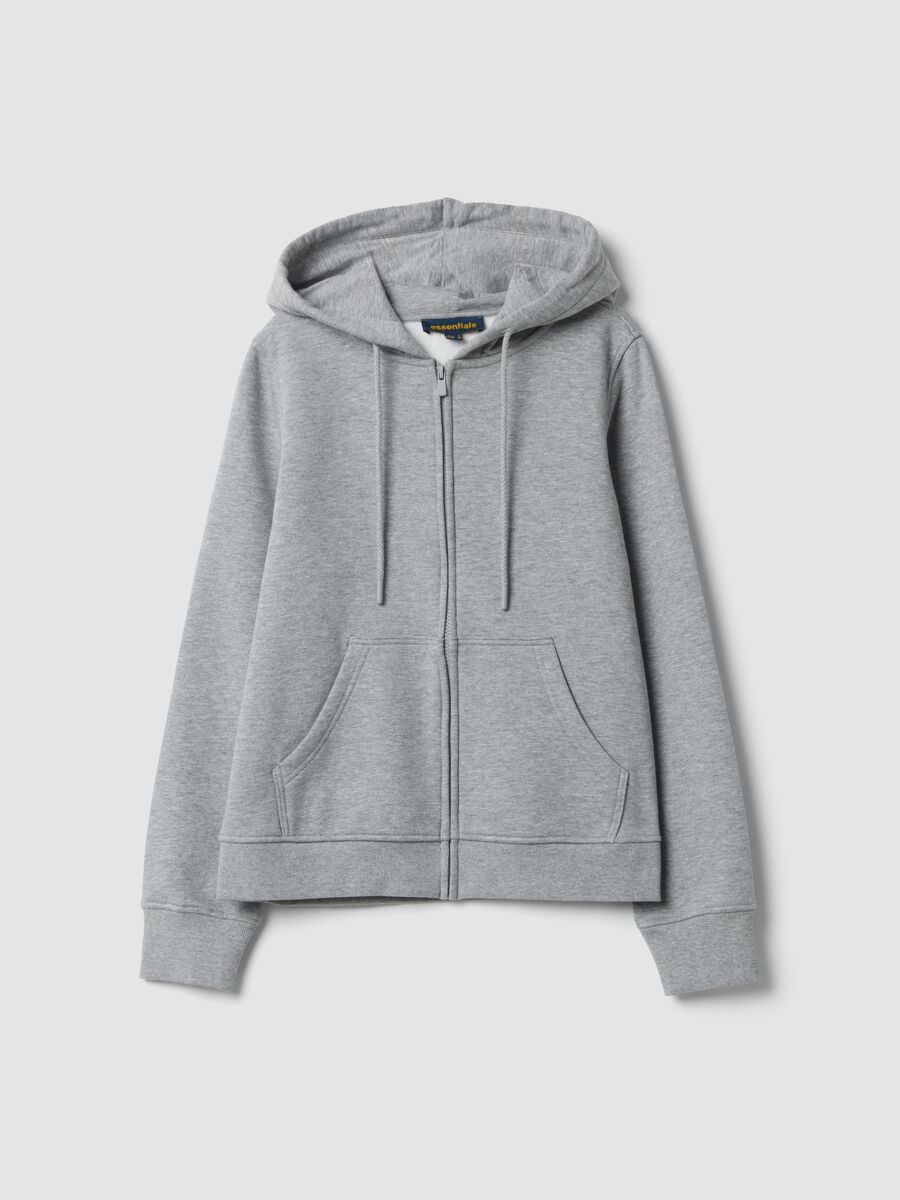 Grey cotton-blend hoodie with crew neck_0