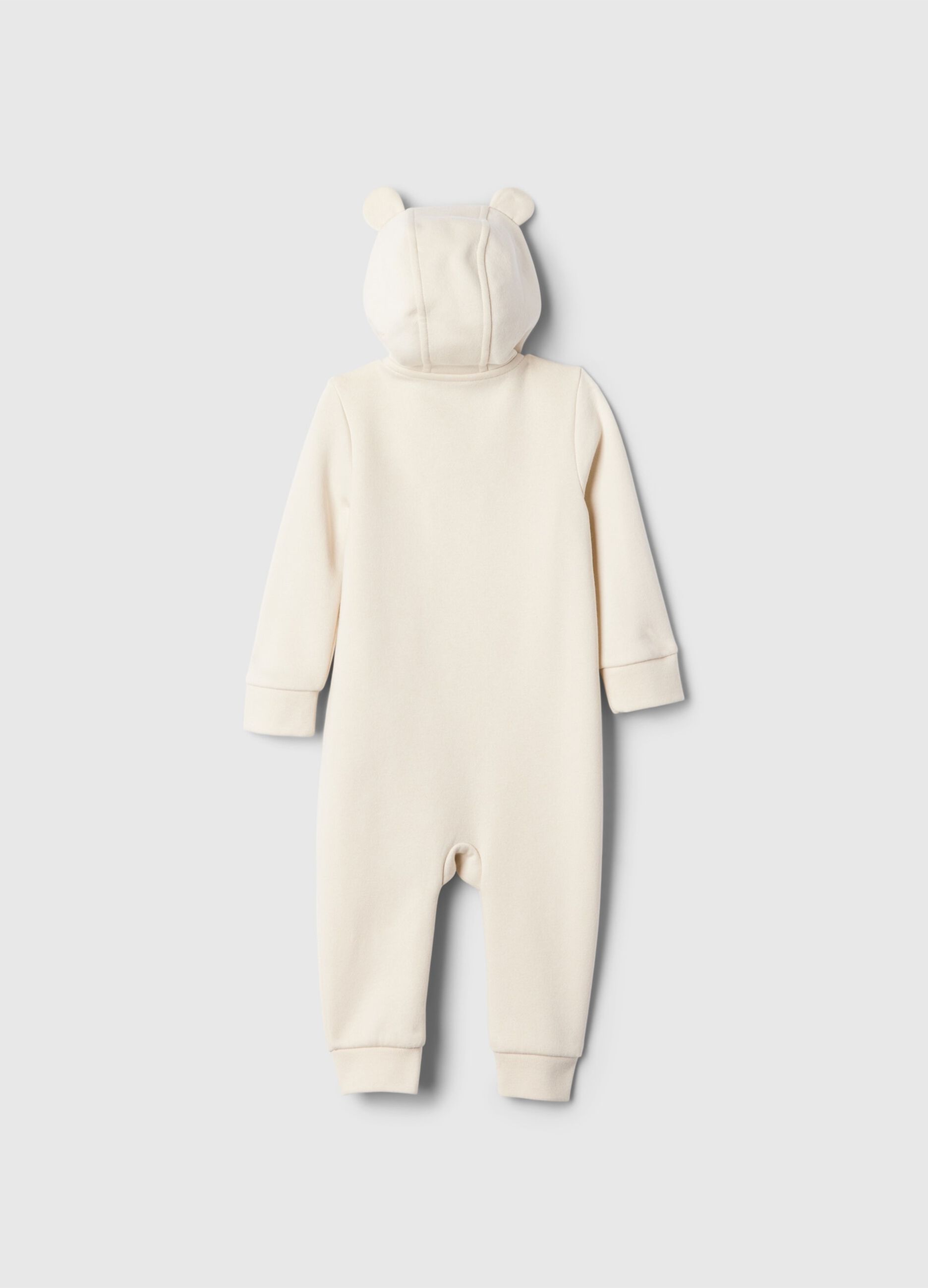 Full-zip onesie with hood and logo embroidery