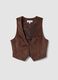 Gilet marrone in tessuto elasticizzato con borchie regular fit_4