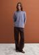 Blue m&eacute;lange crew-neck jumper in stretch wool_1