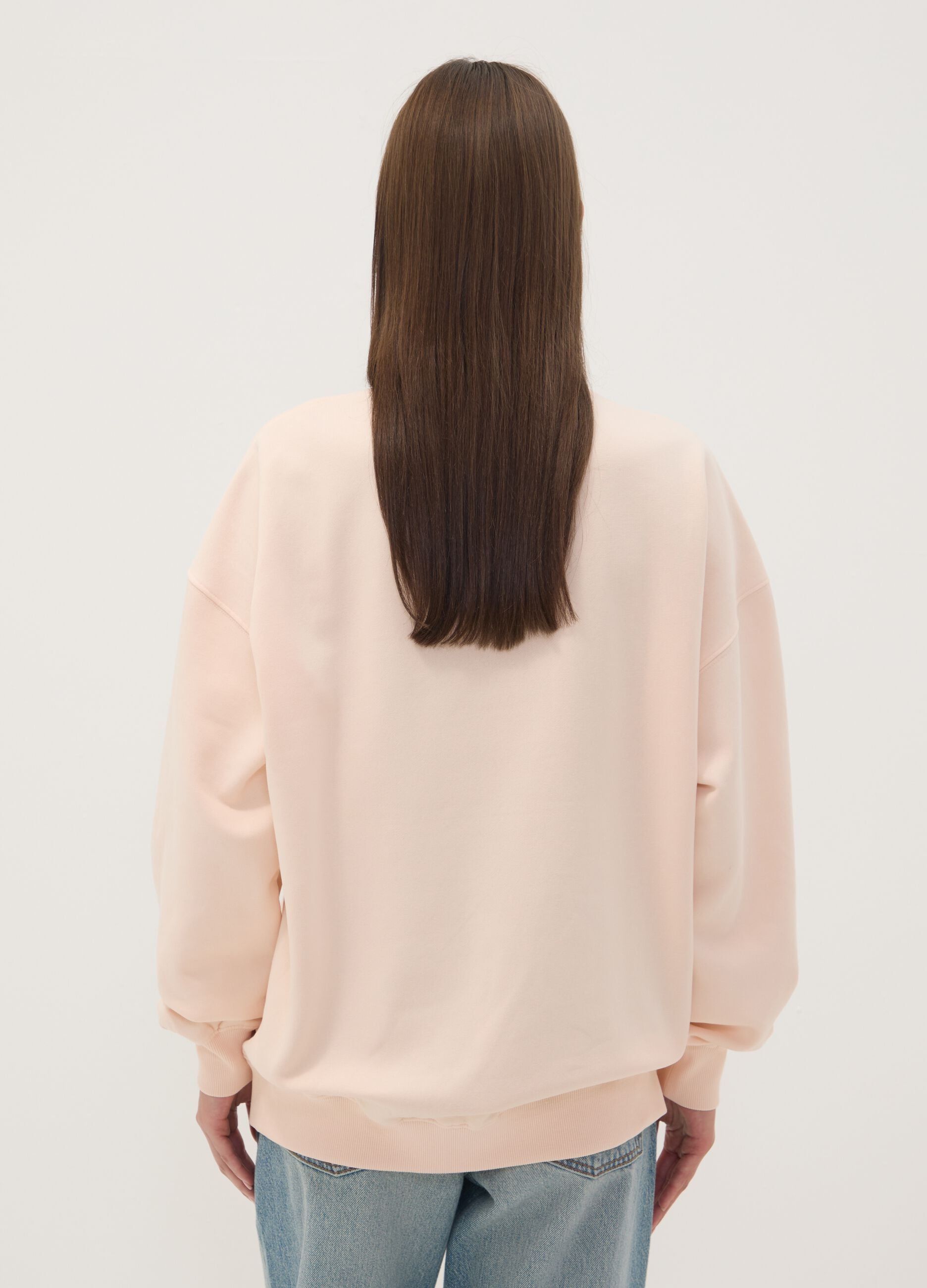 Pink cotton-blend sweatshirt with kitten print, regular fit
