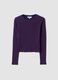 Purple pure cotton striped crew-neck T-shirt_0