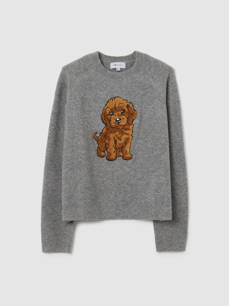 Grey jumper in viscose and wool blend_4