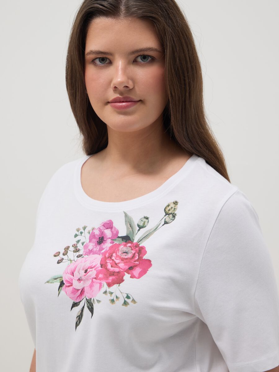 White pure cotton regular fit T-shirt with print_0