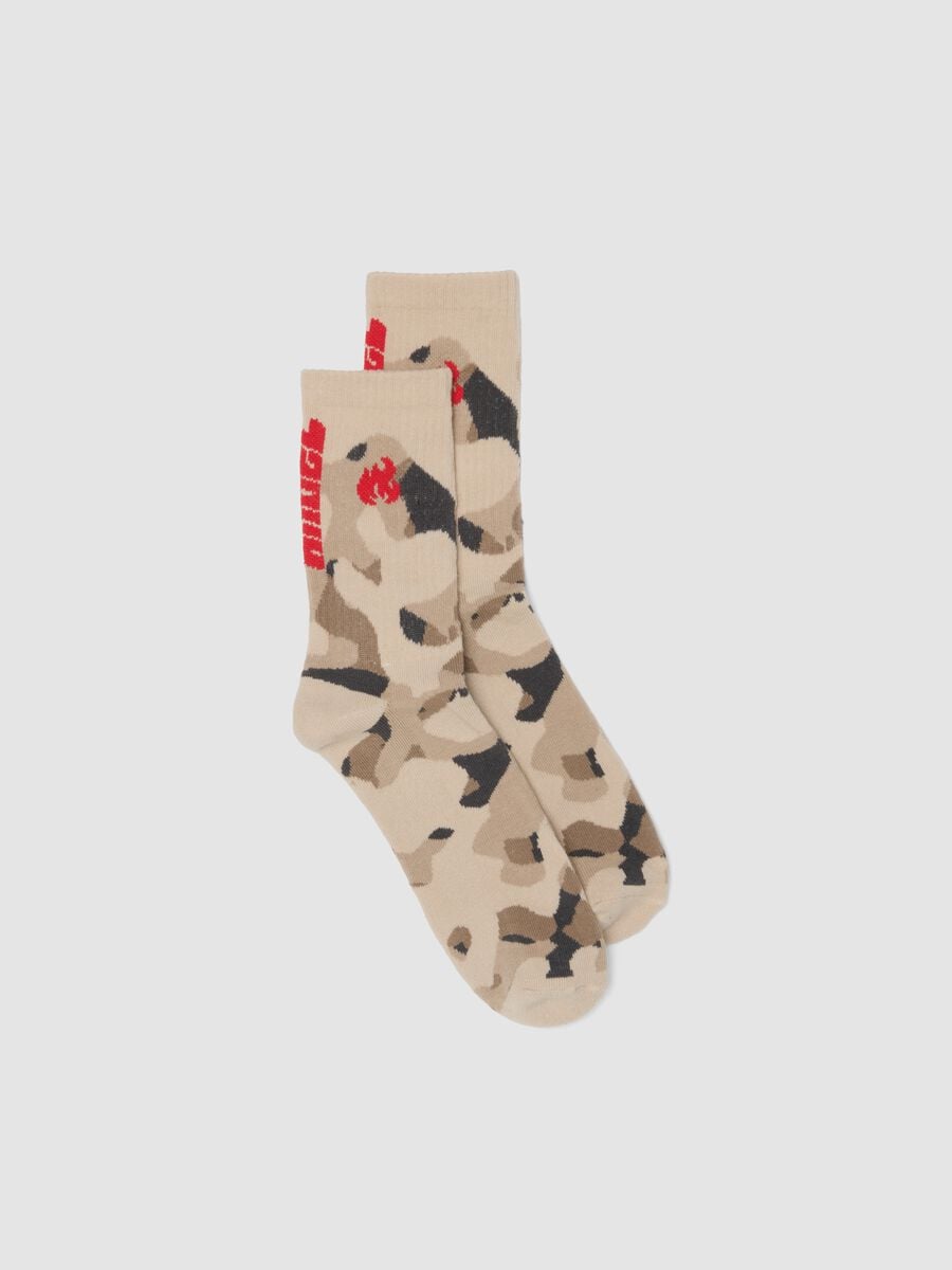 Calze sportive grigie in cotone elasticizzato camouflage_0