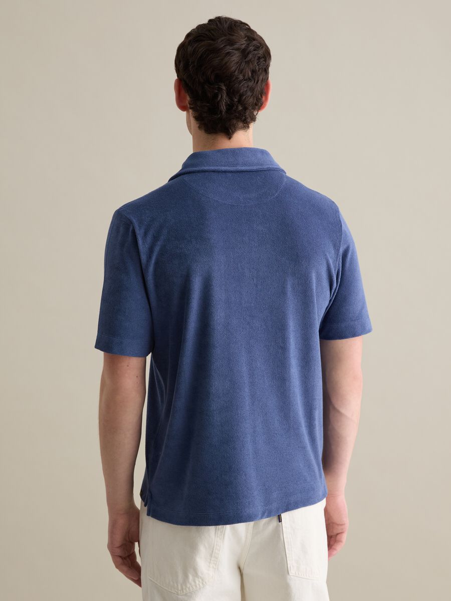 Blue short sleeve cotton blend polo_3