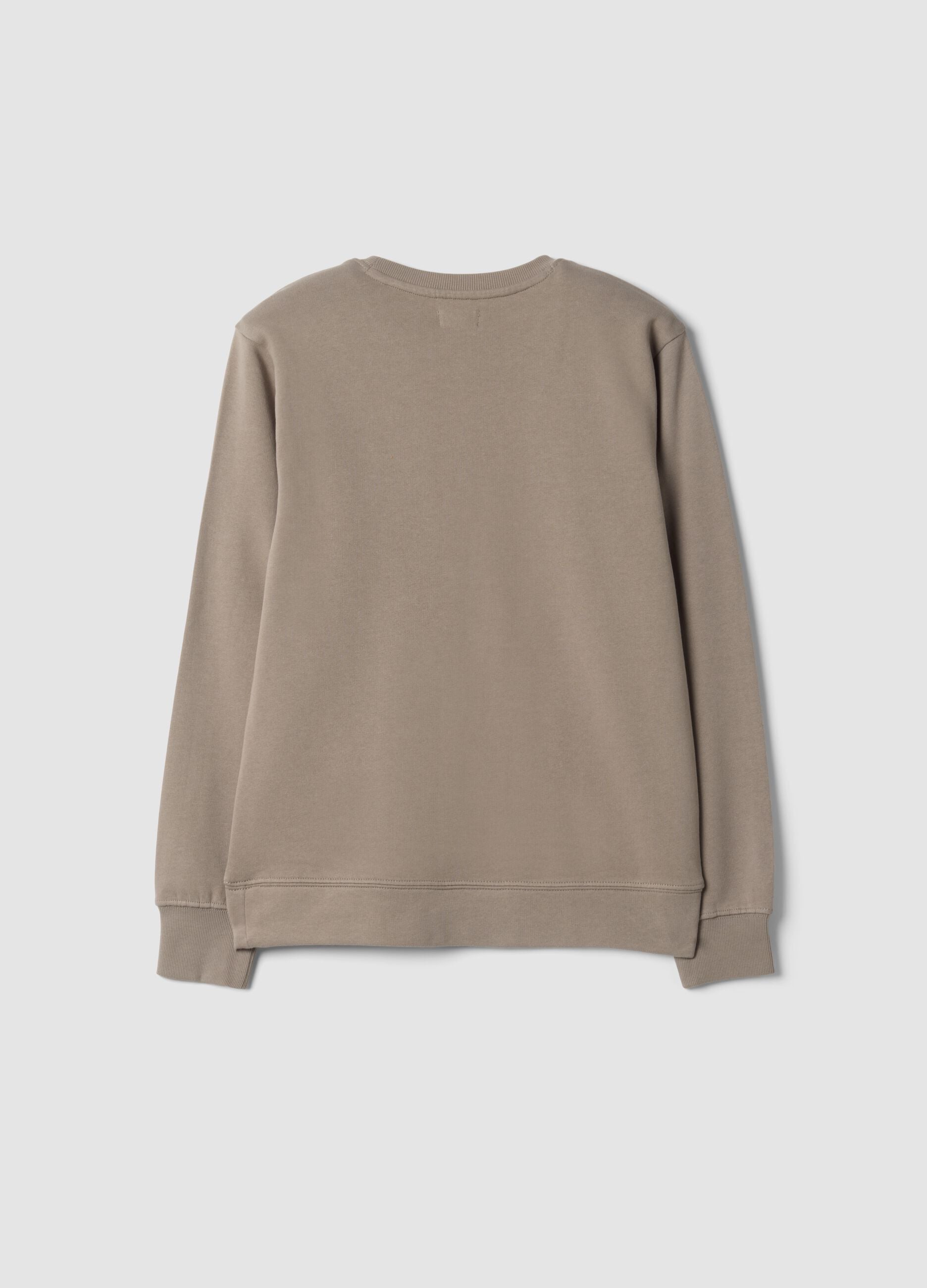 Grey crew-neck sweatshirt in 100% organic cotton