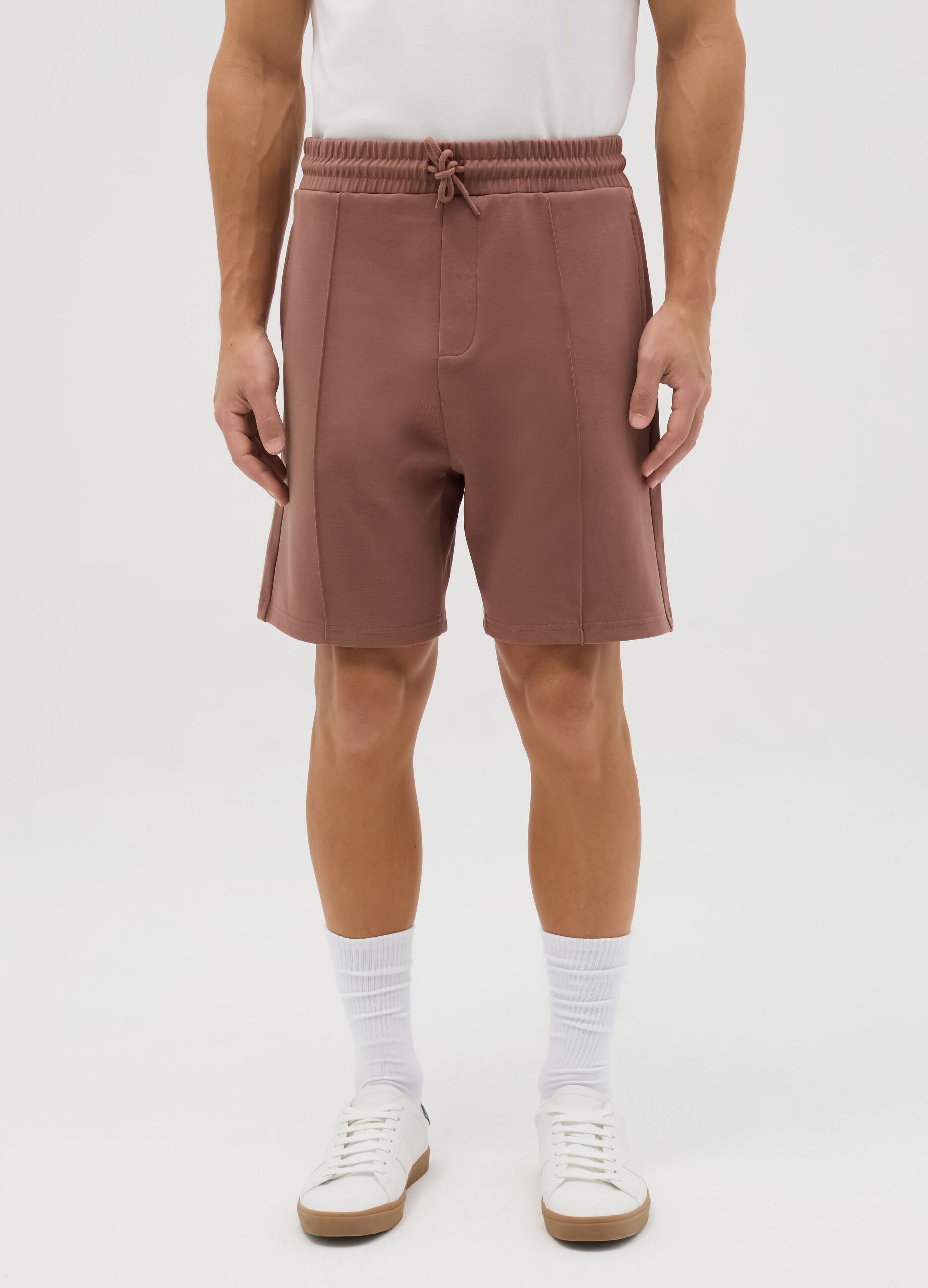 Brown Bermuda joggers in fleece