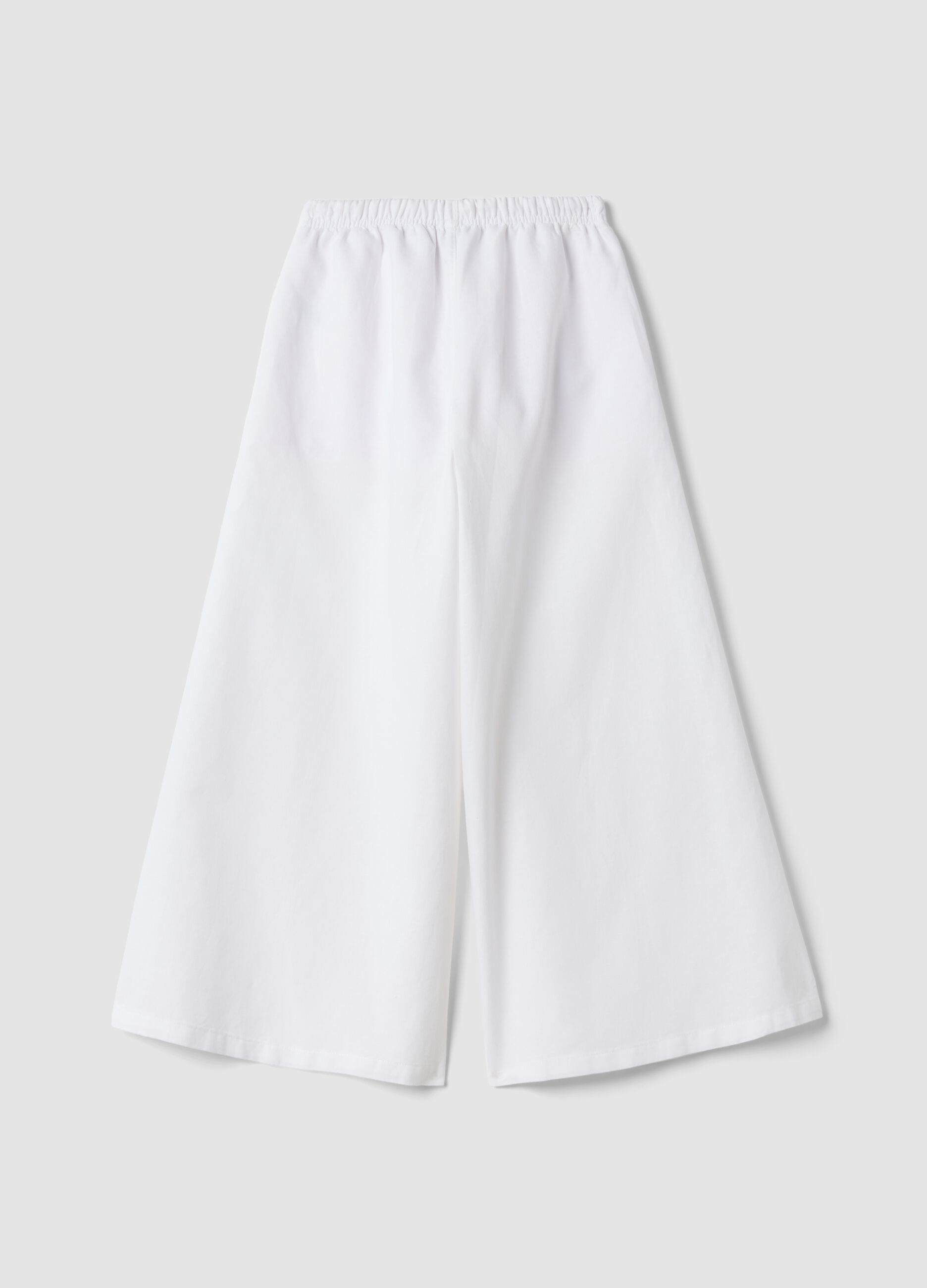 White linen and cotton blend palazzo trousers