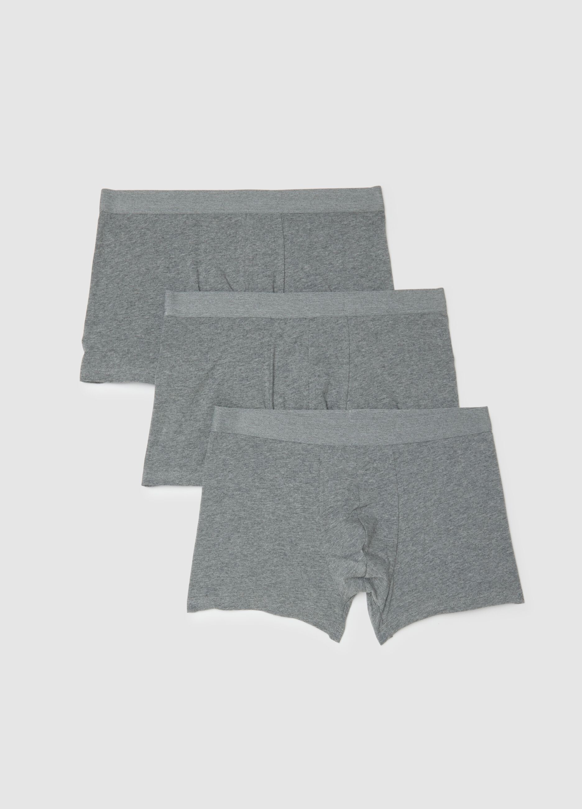 Grey Stretch Cotton Regular Fit Boxer Tripack