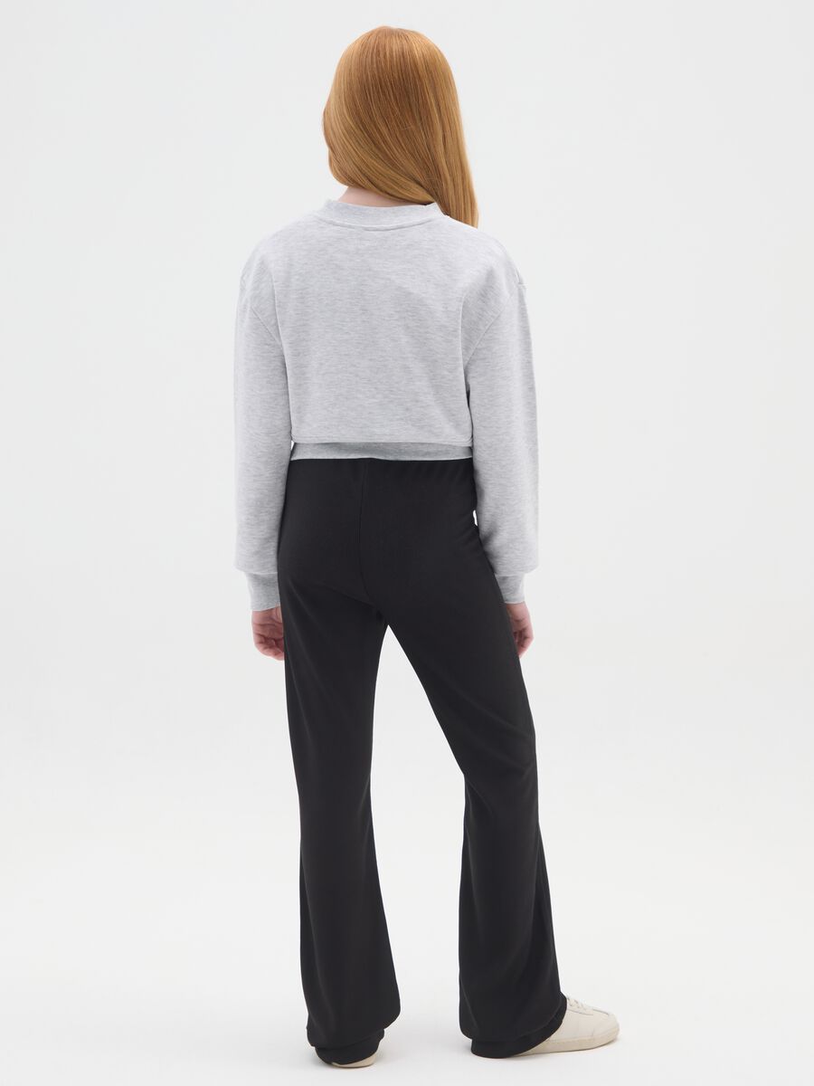 Girls' black flare leggings in stretch blend_1