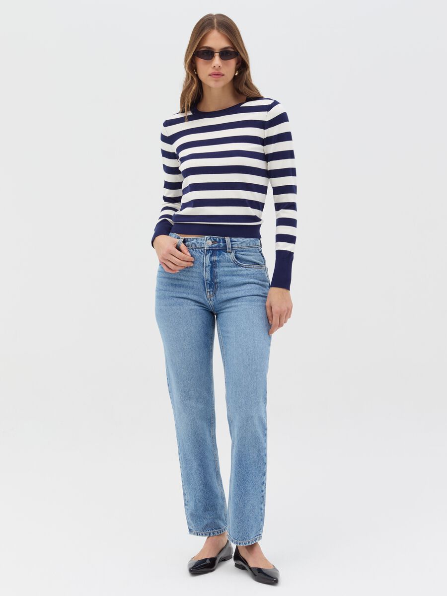 Long-sleeved top with striped pattern_1