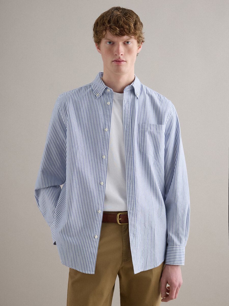 Multicolored striped pure cotton shirt regular fit_1