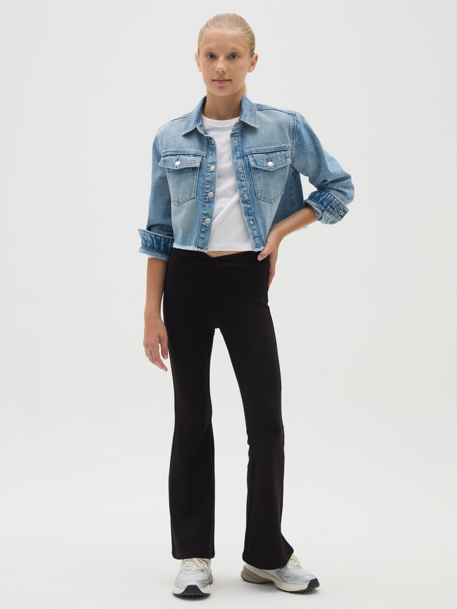 Girls' Black Mix Flare Fit Trousers_1