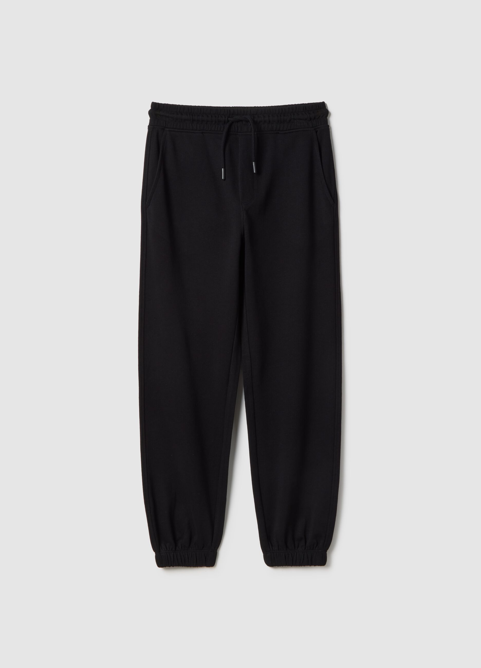 Black cotton and viscose mix regular fit jogger trousers for boys