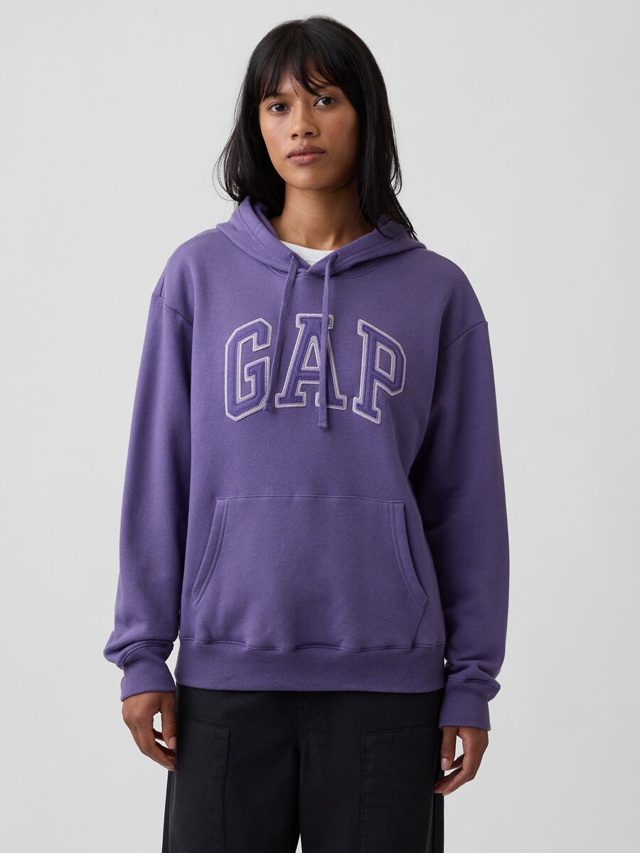 Blackberry purple cotton-blend hoodie with embroidered GAP logo_1