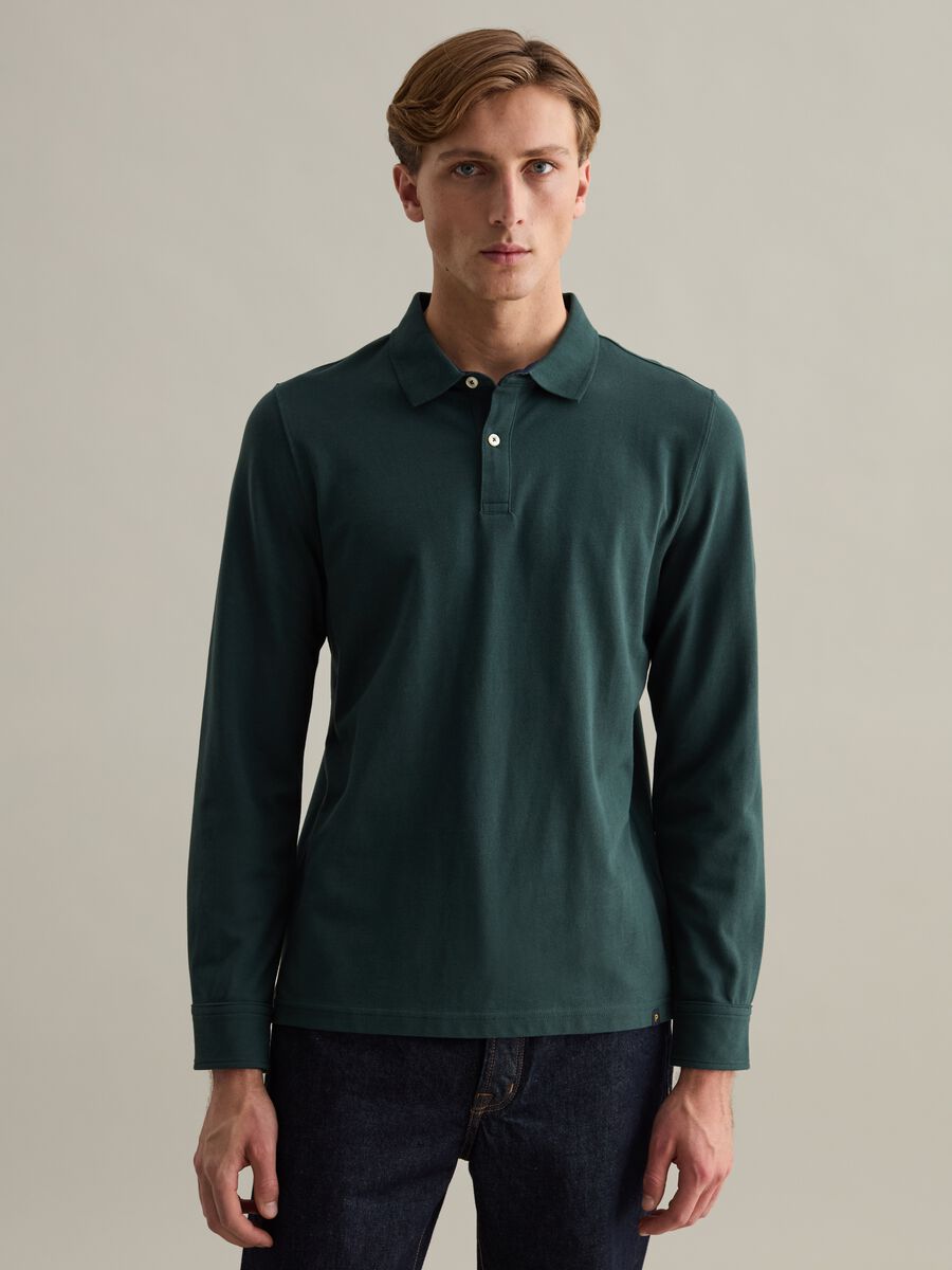 Long-sleeved polo shirt in piquet_0