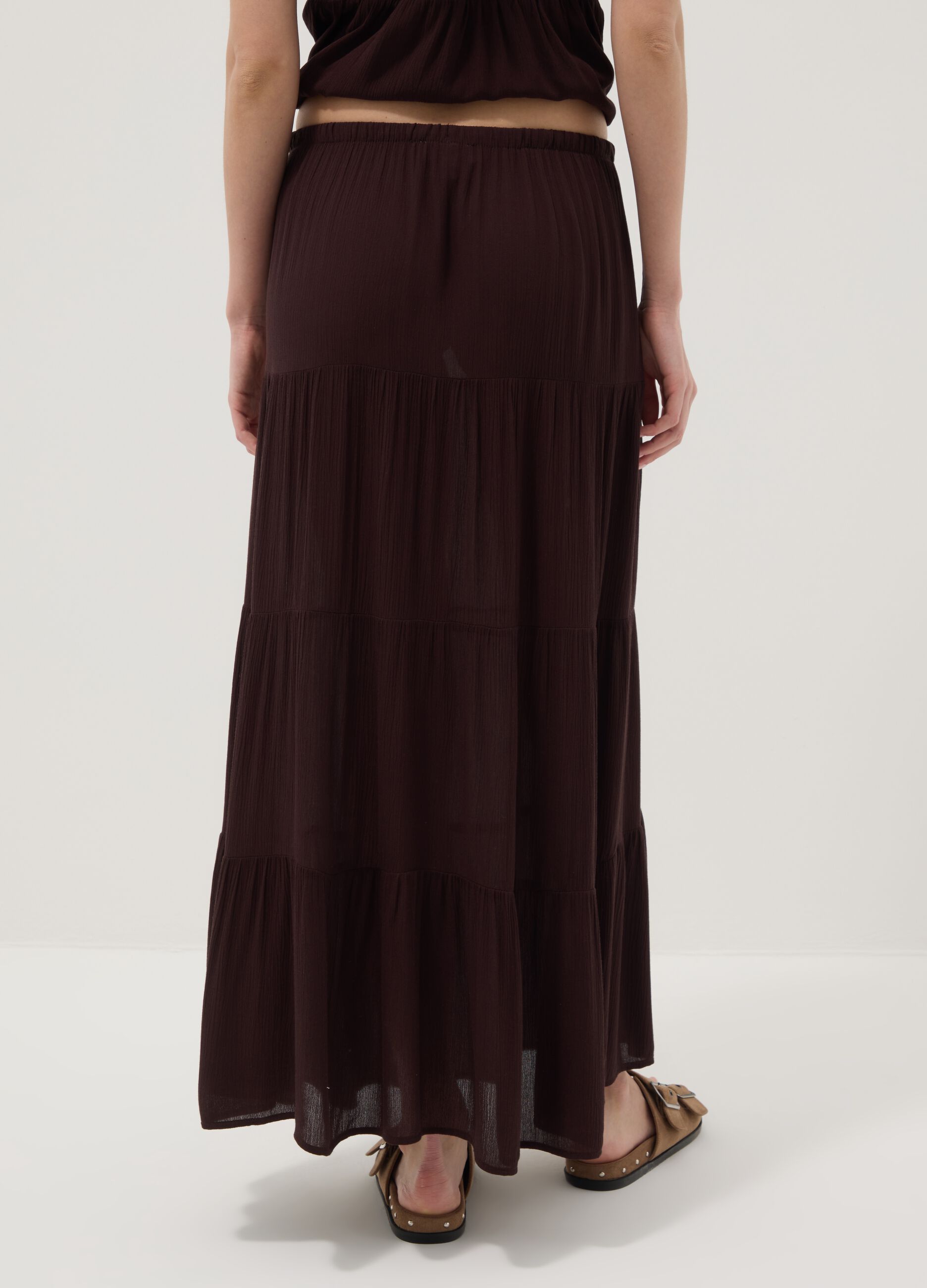 Brown maxi skirt in pure viscose