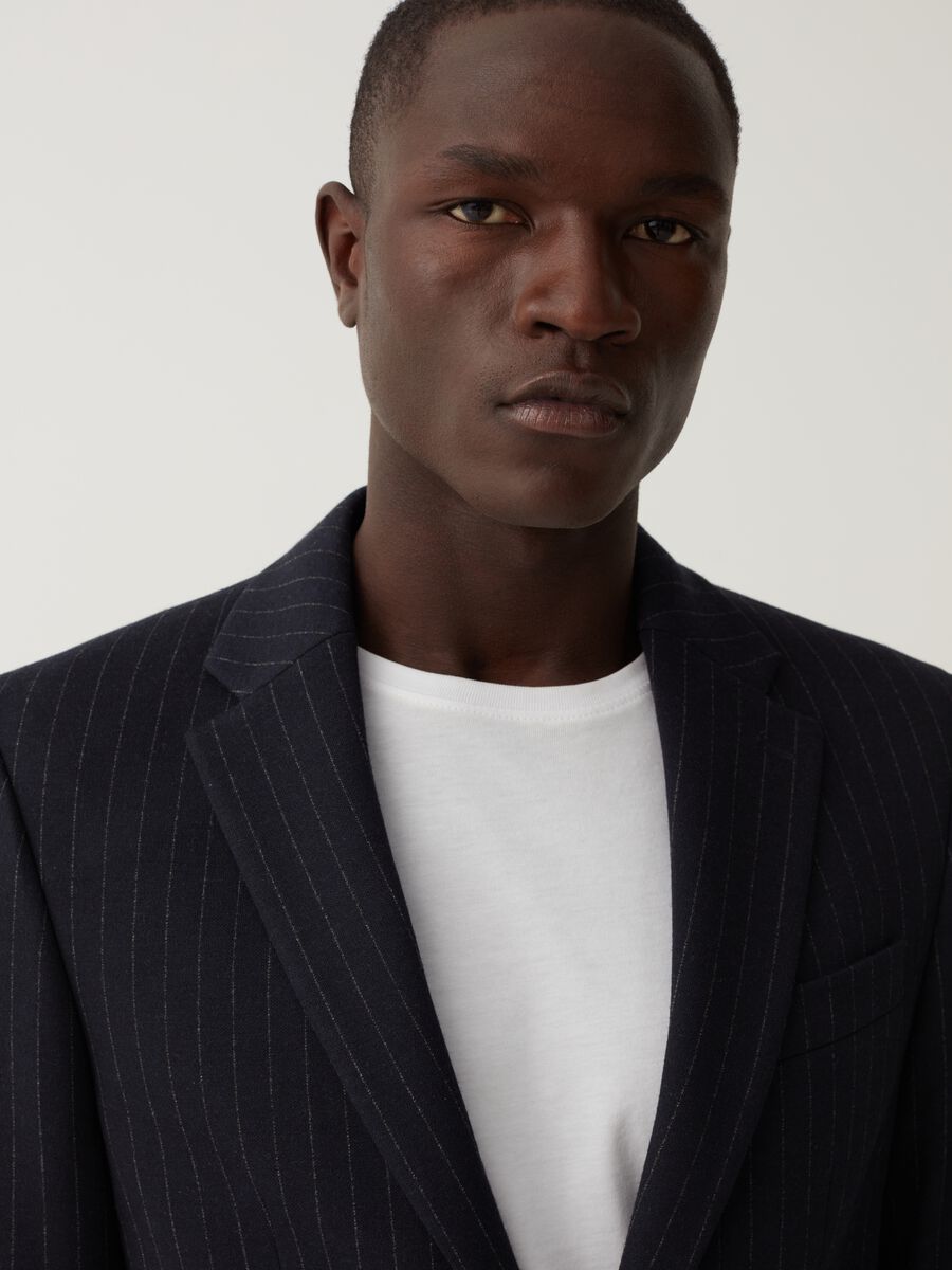 Blazer gessato easy fit blu navy_2